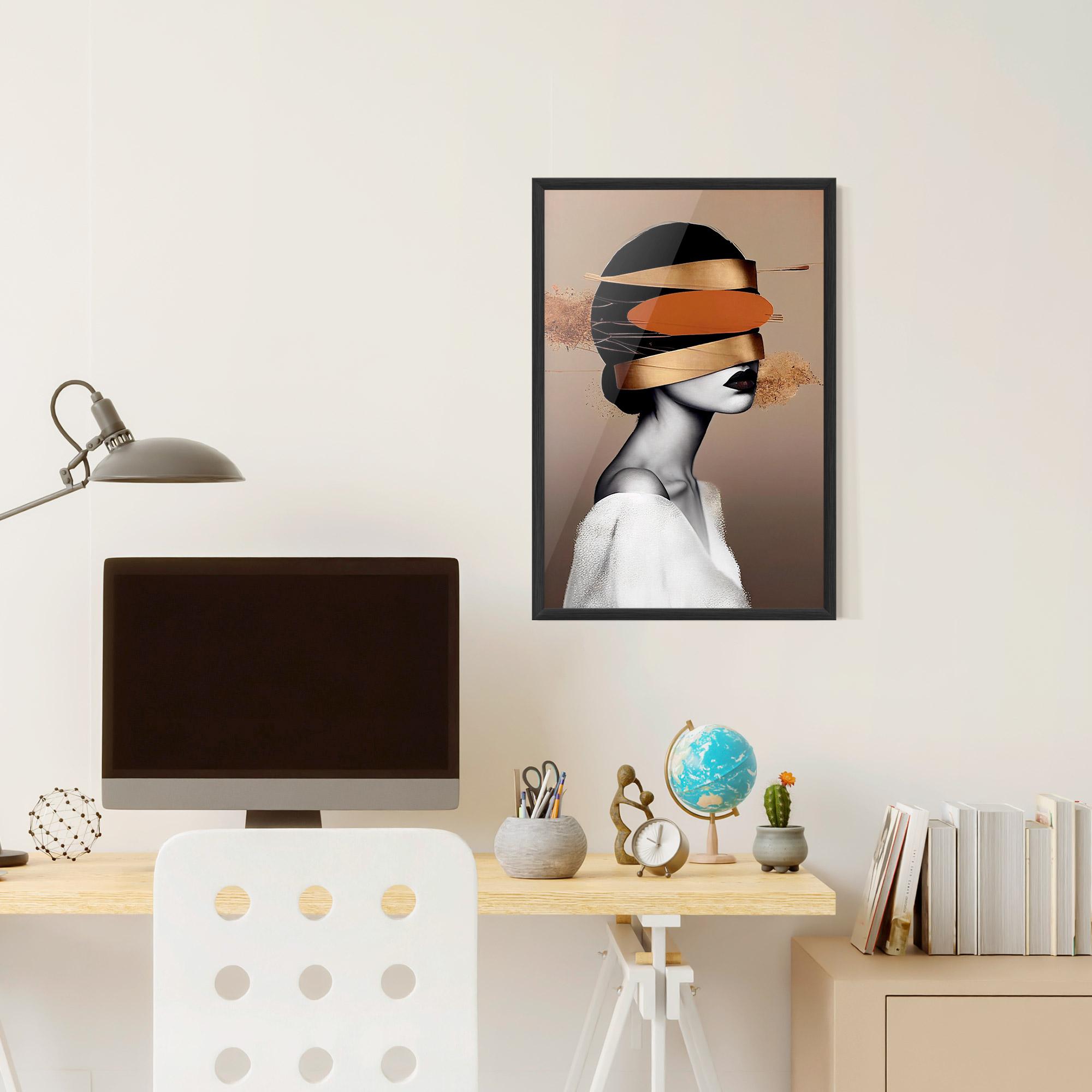 Poster Înrămat Woman With Gold Lines mockup 6