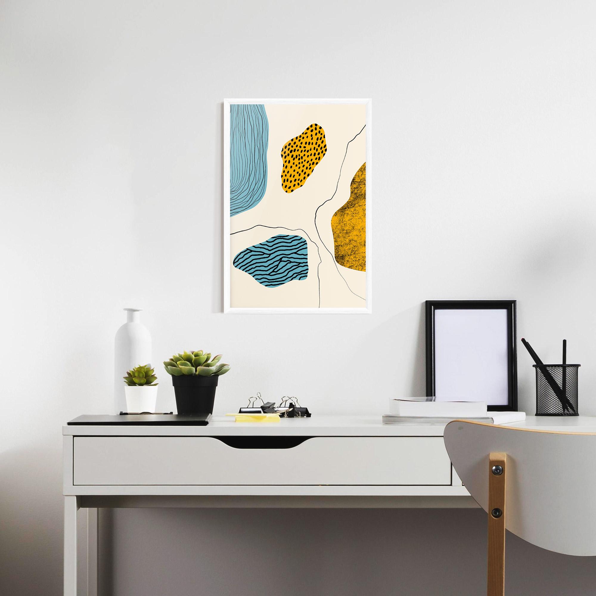 Poster Înrămat Abstract Lines On Blue mockup 7