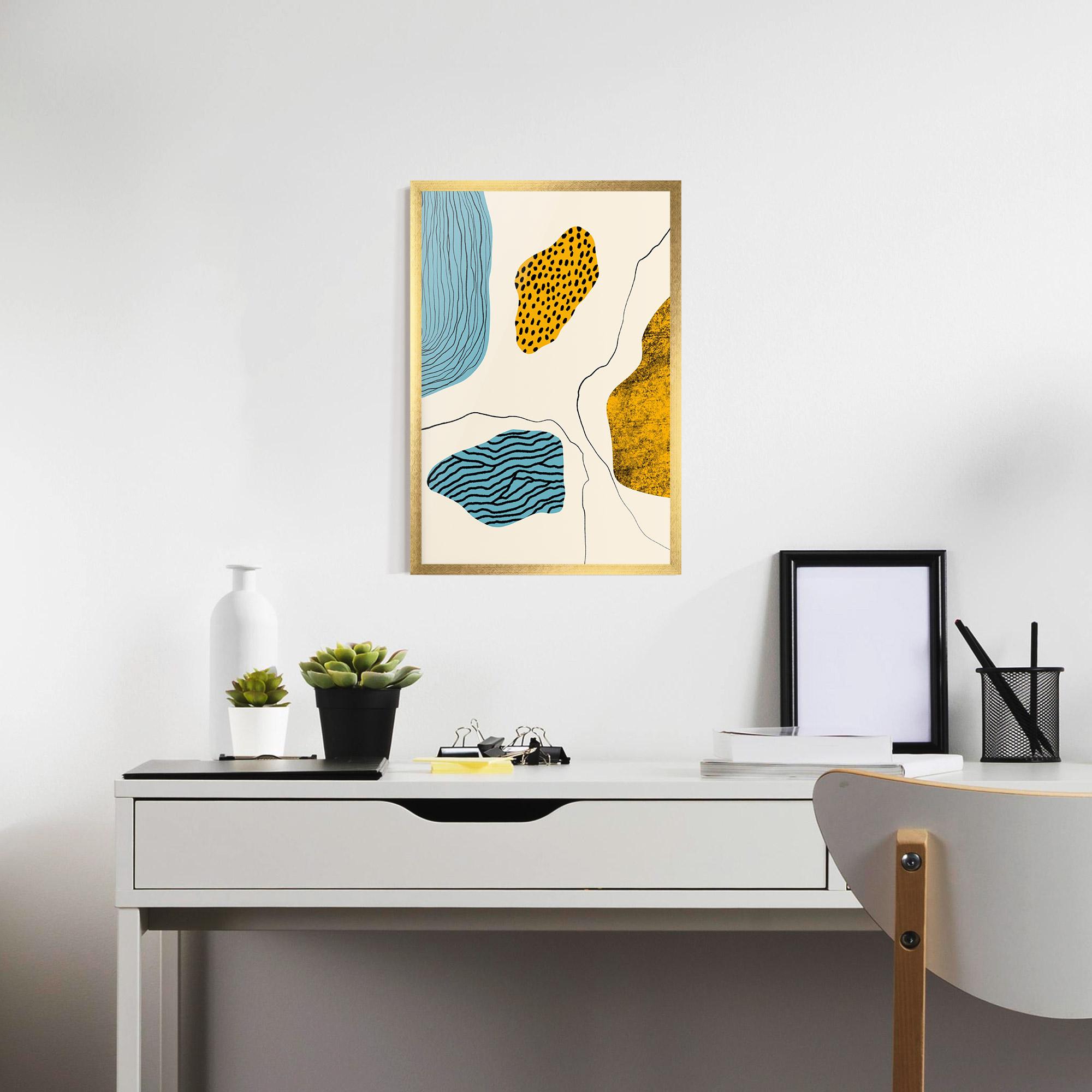 Poster Înrămat Abstract Lines On Blue mockup 7