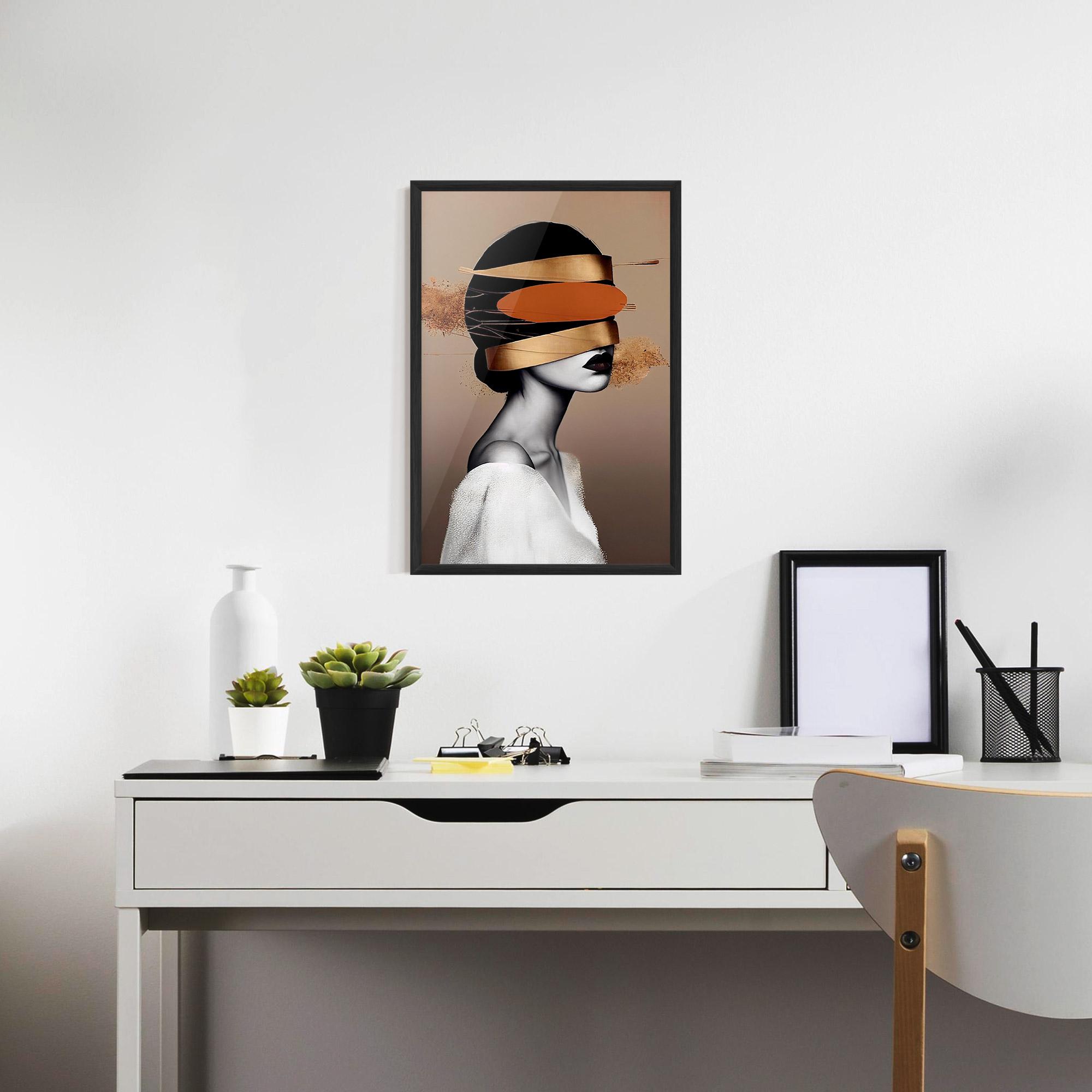 Poster Înrămat Woman With Gold Lines mockup 7