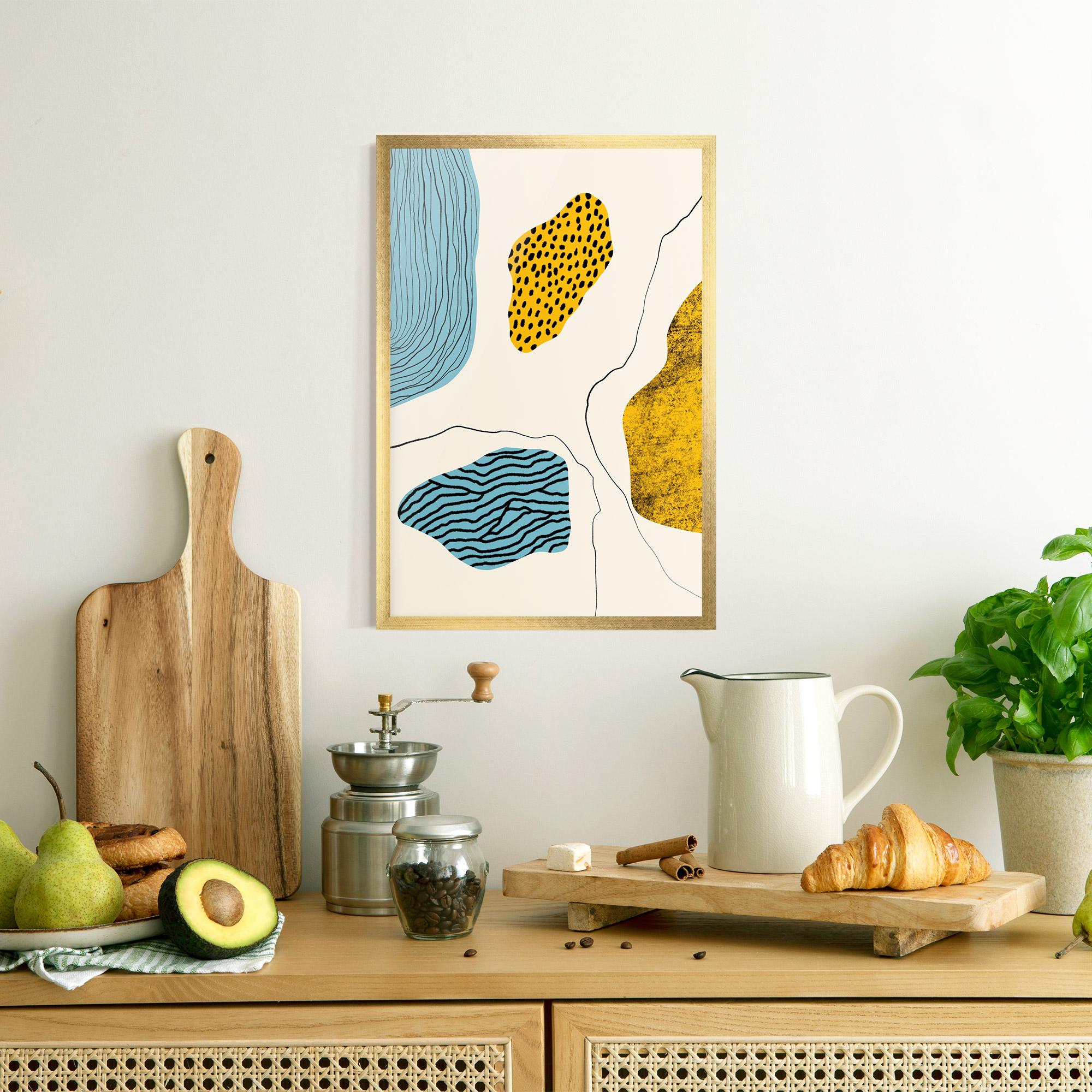 Poster Înrămat Abstract Lines On Blue mockup 8