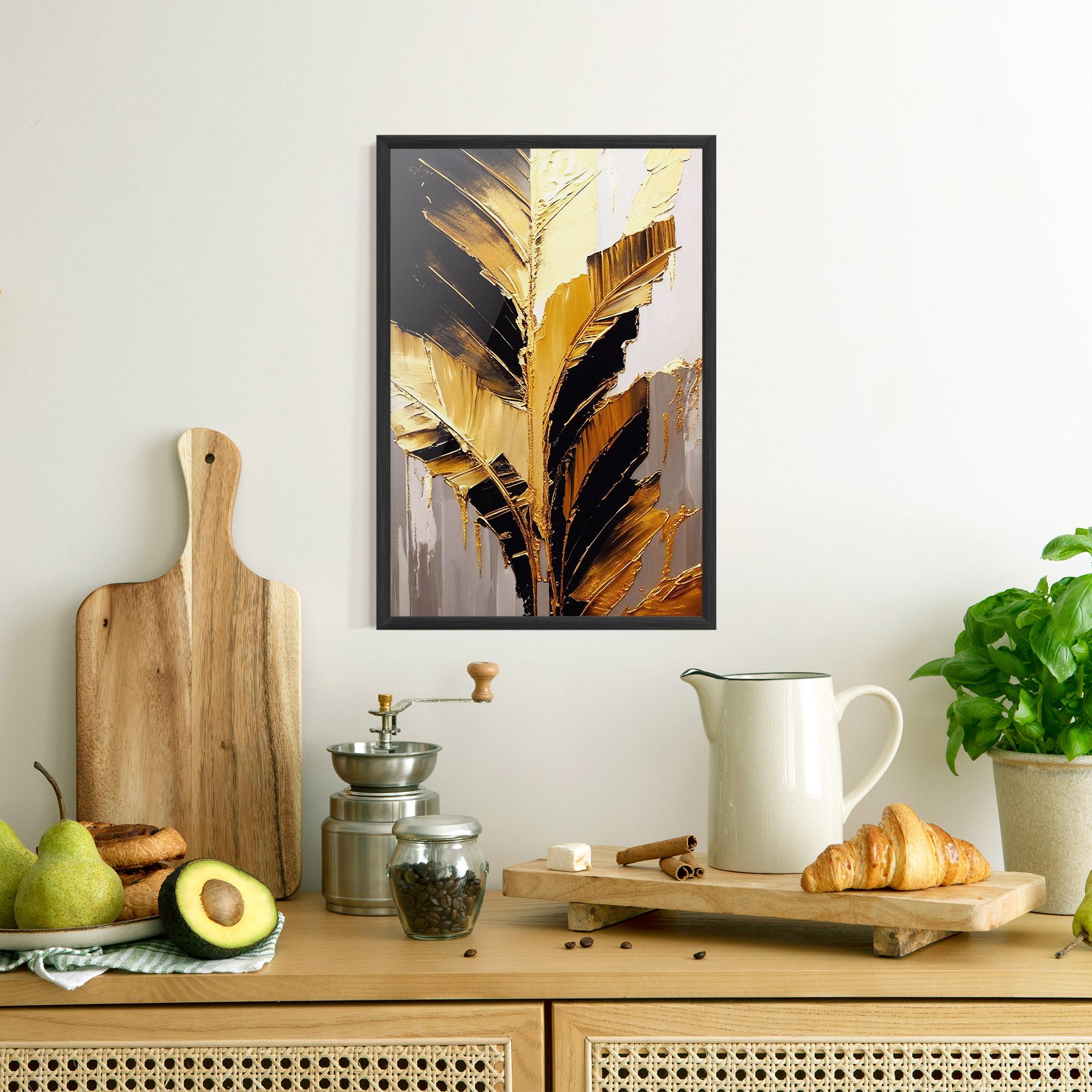 Poster Înrămat Balck With Gold Leafs mockup 8