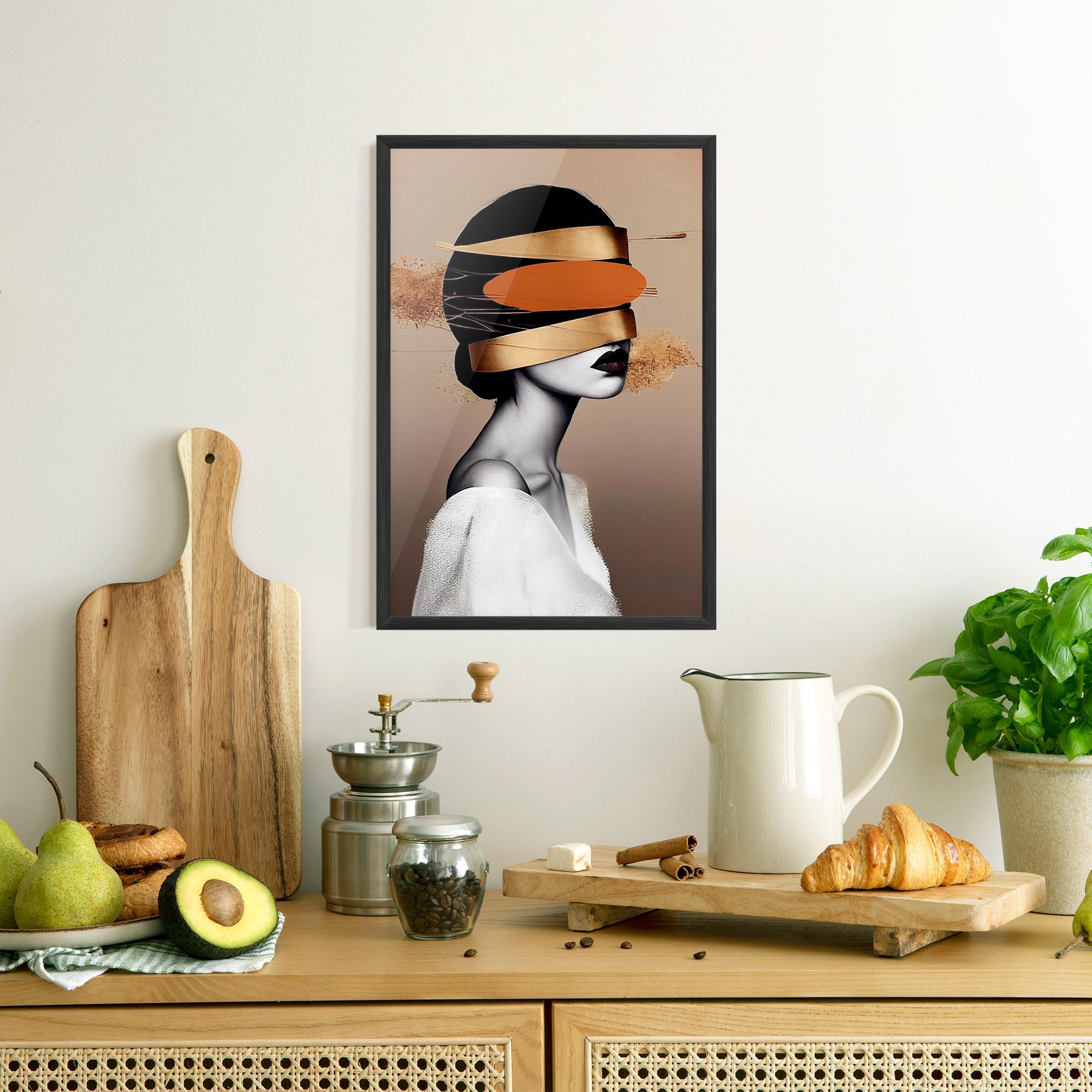 Poster Înrămat Woman With Gold Lines mockup 8