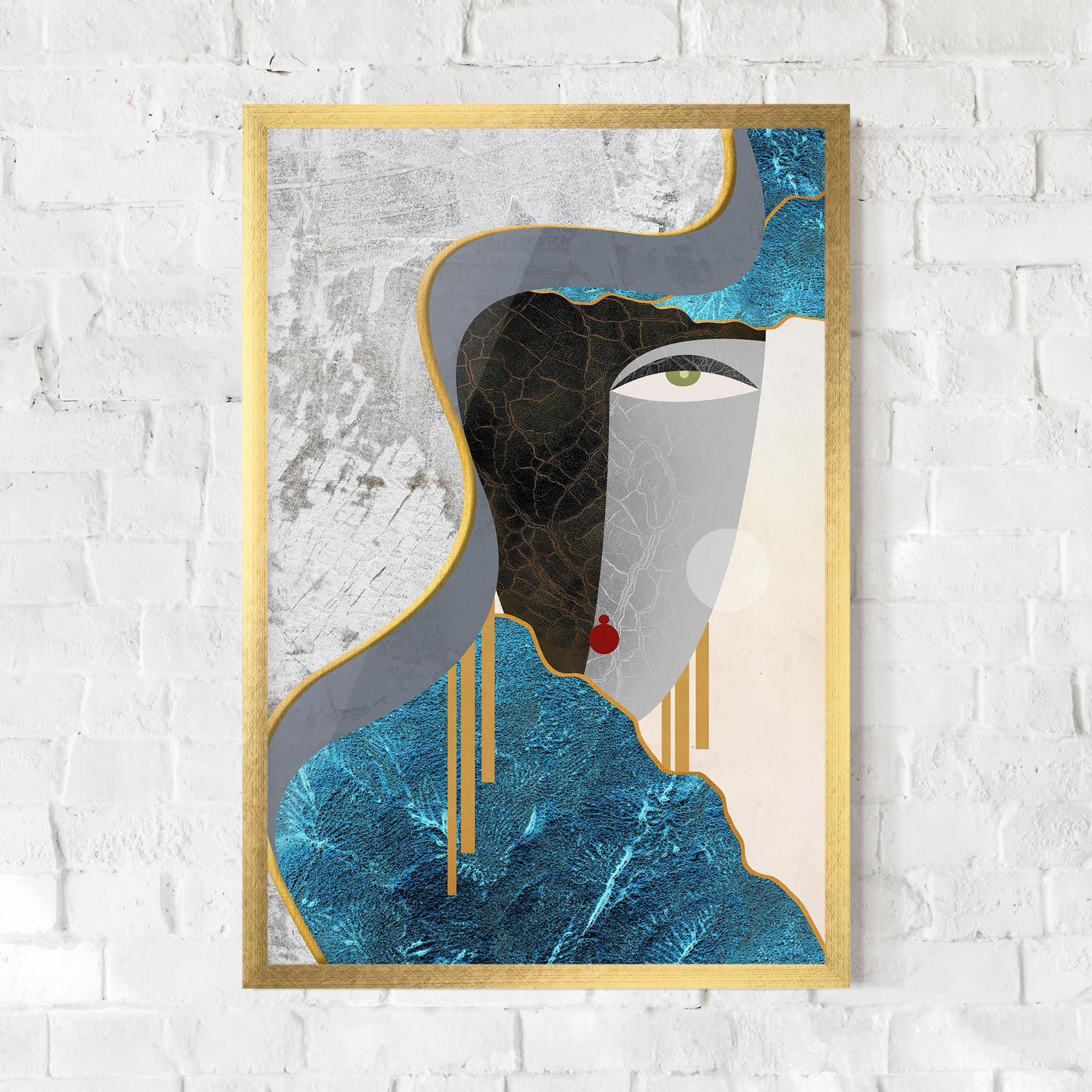 Poster Înrămat Abstract Blue Face mockup 0