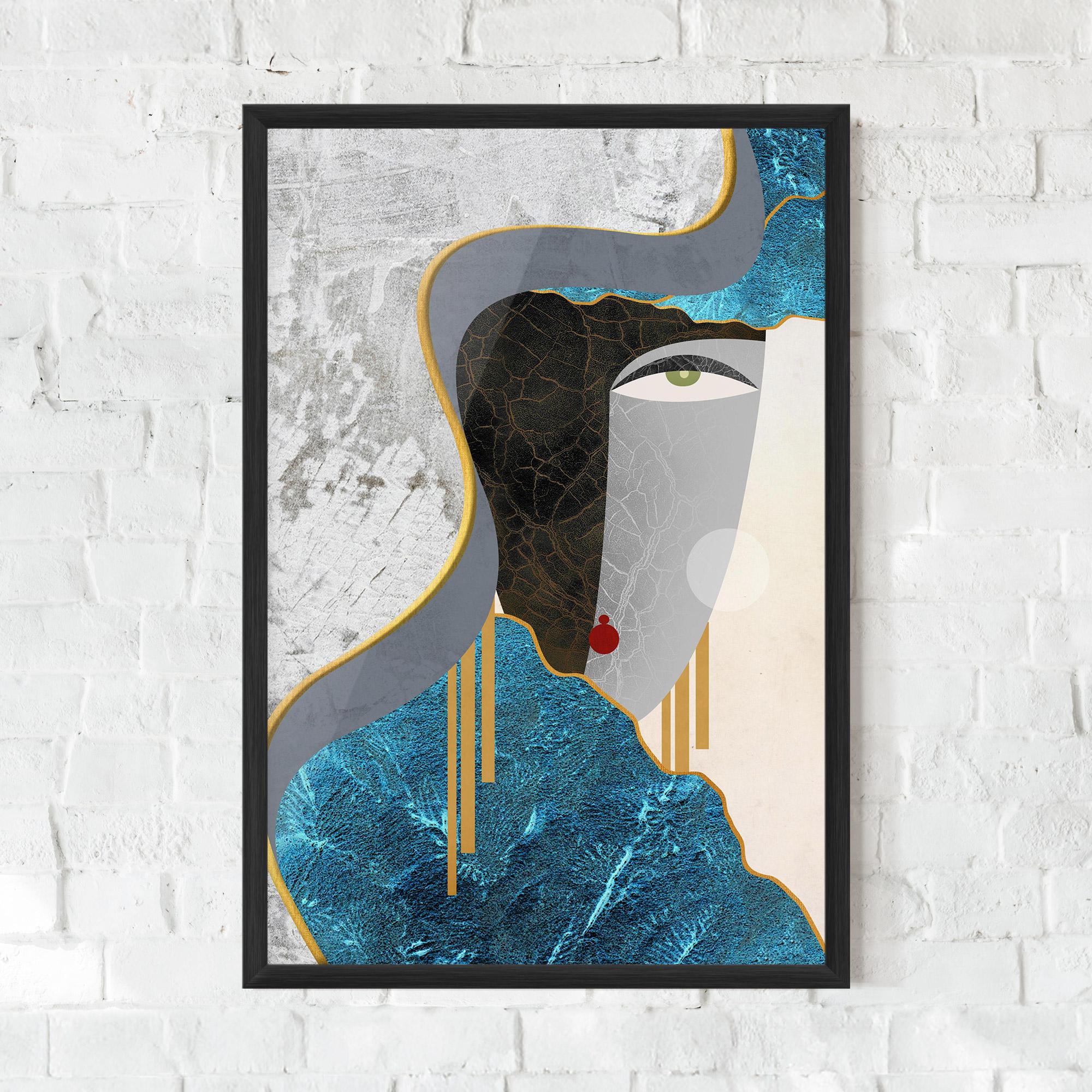 Poster Înrămat Abstract Blue Face mockup 0