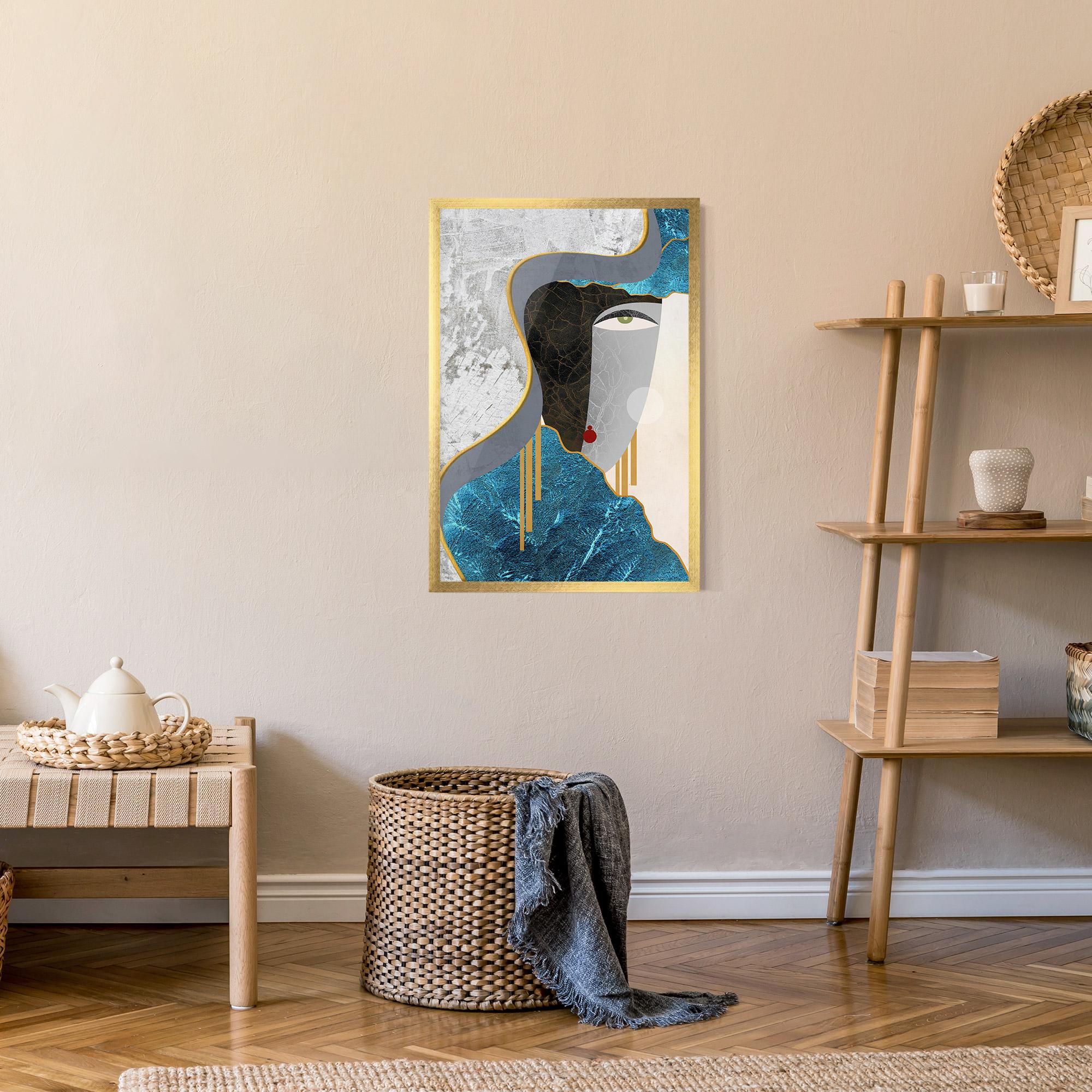 Poster Înrămat Abstract Blue Face mockup 9