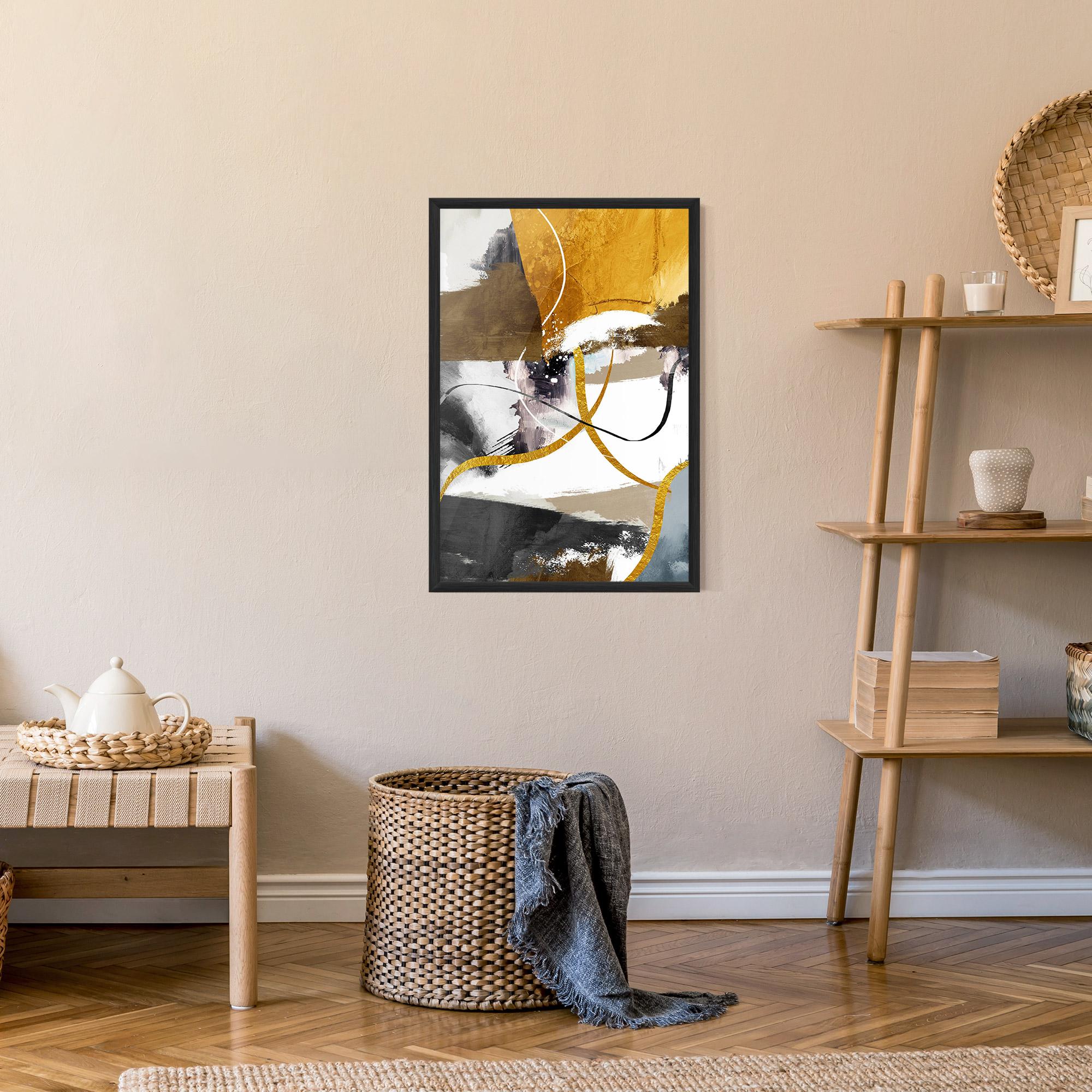 Poster Înrămat Chaotic Golden Painting mockup 9