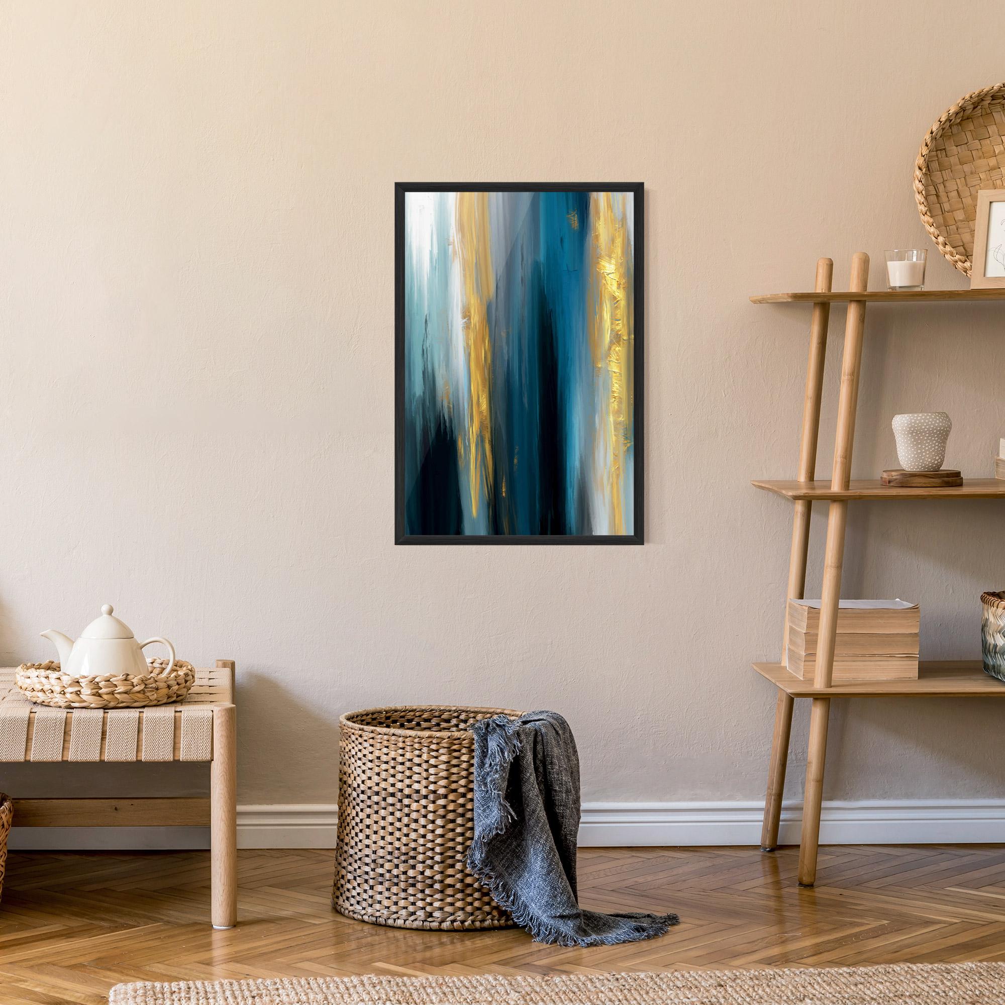 Poster Înrămat Golden Black Blue Art mockup 9