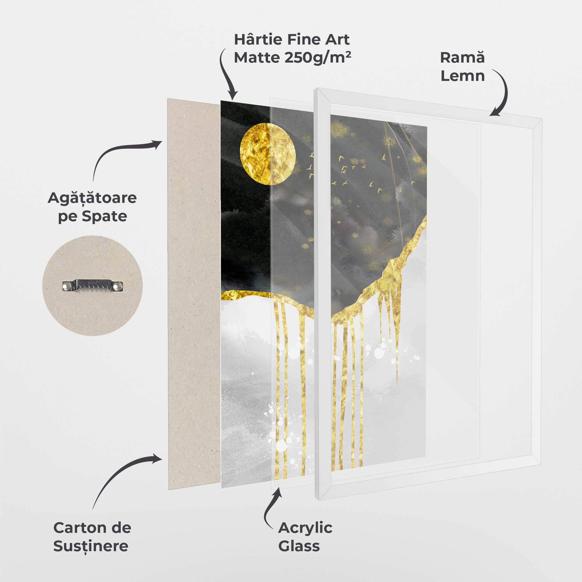 Gold Moon And Birds mockup 1