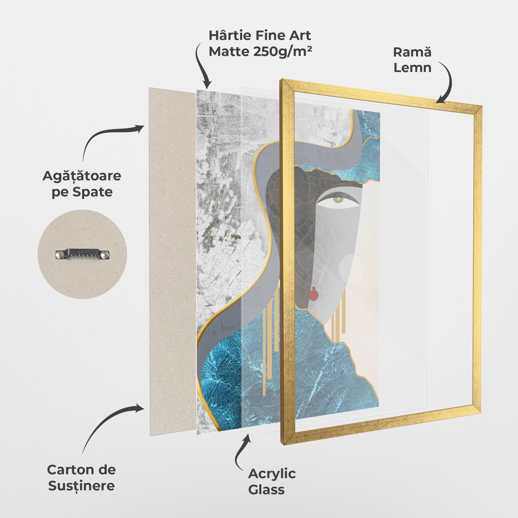 Poster Înrămat Abstract Blue Face mockup 1