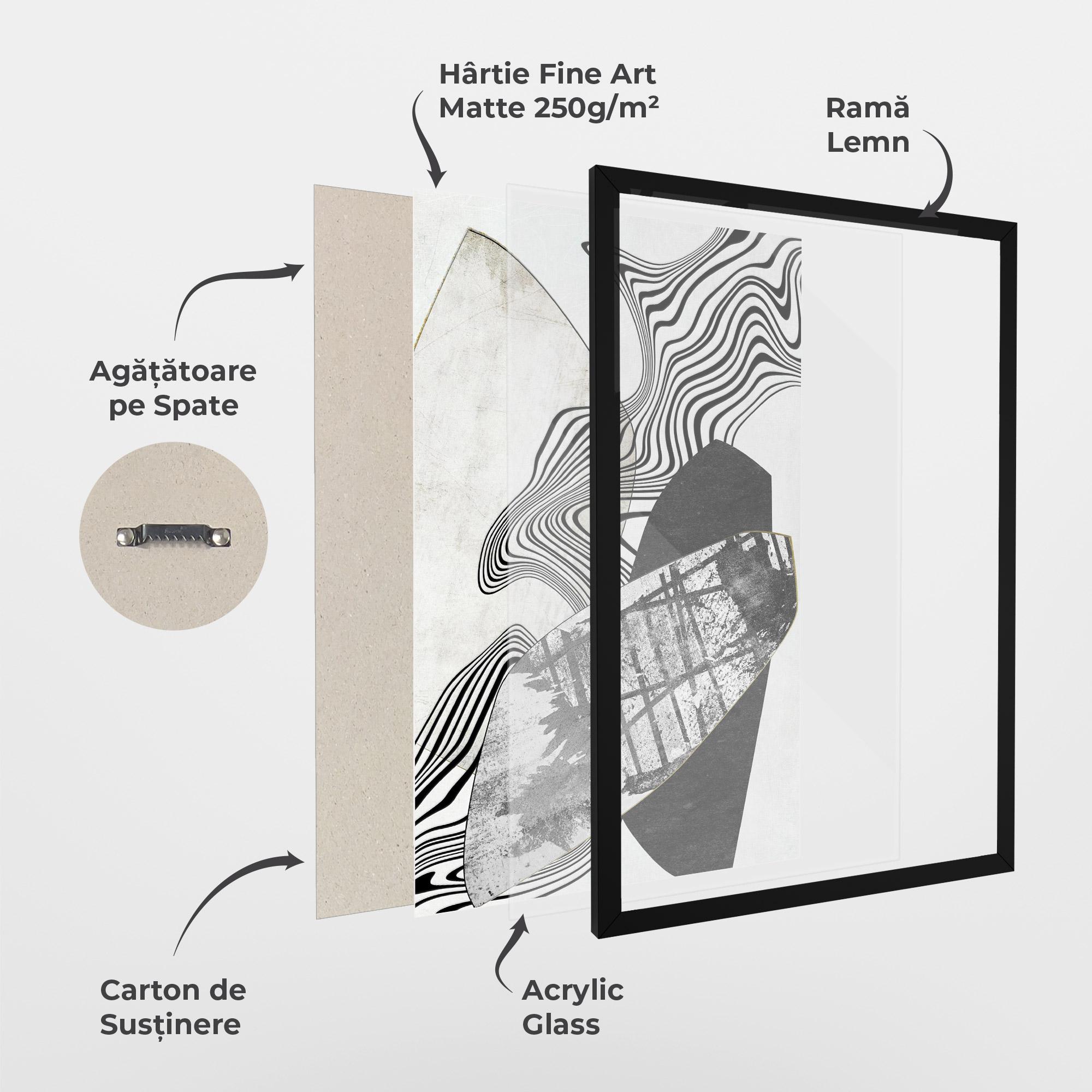 Poster Înrămat Abstract Black Lines mockup 1