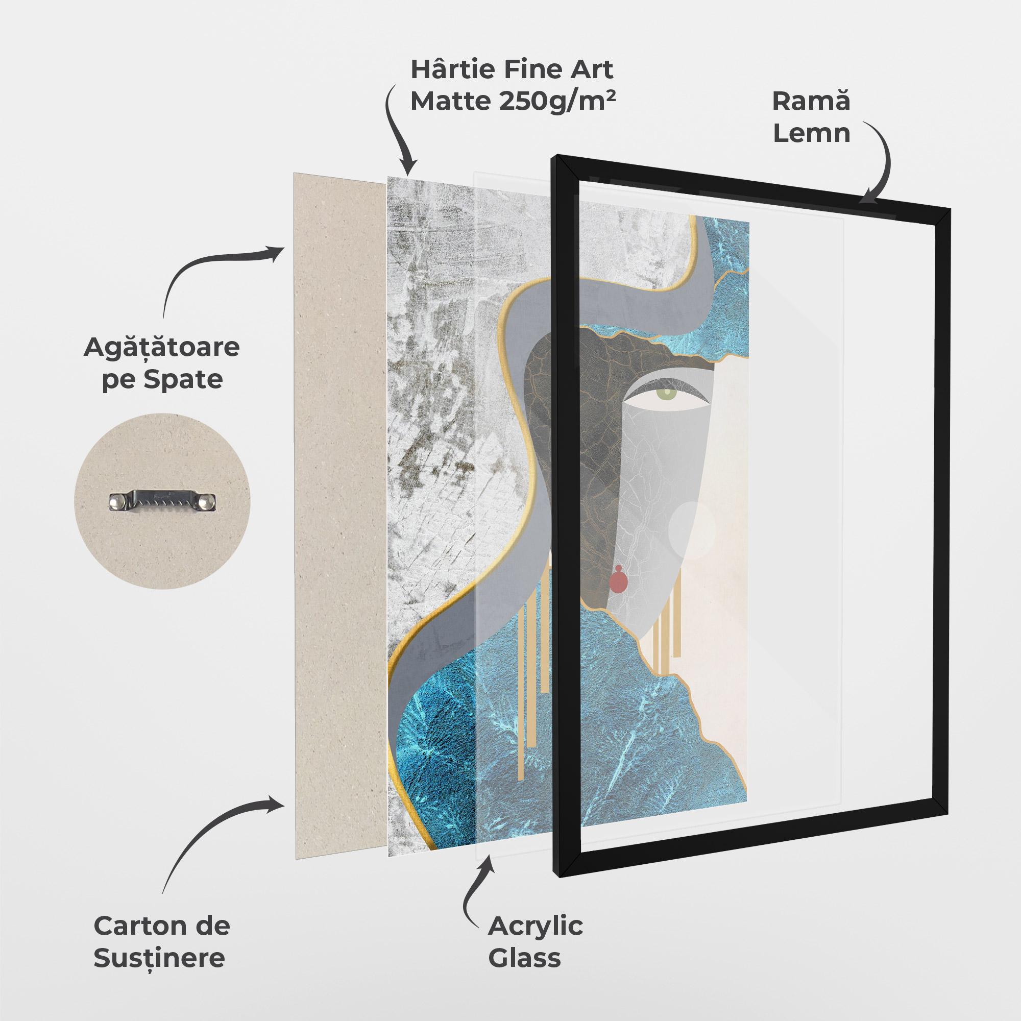 Poster Înrămat Abstract Blue Face mockup 1