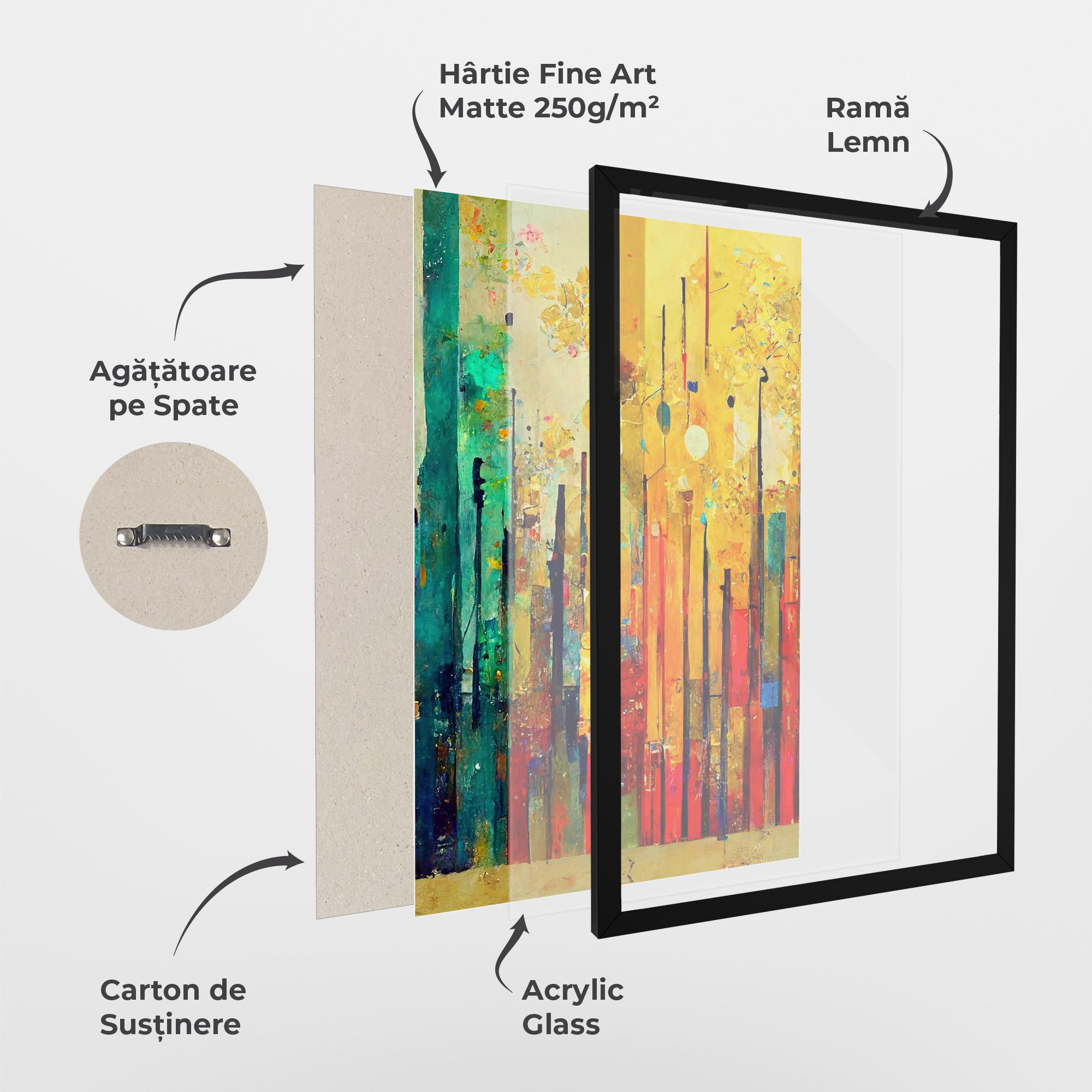 Poster Înrămat Black Lines On Yellow Light mockup 1