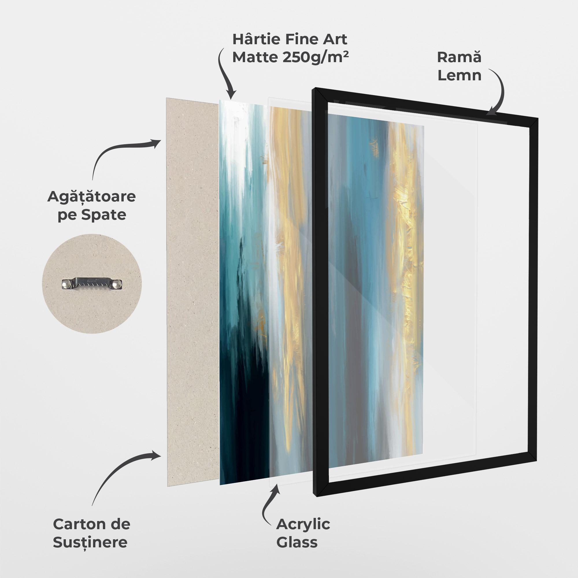 Poster Înrămat Golden Black Blue Art mockup 1