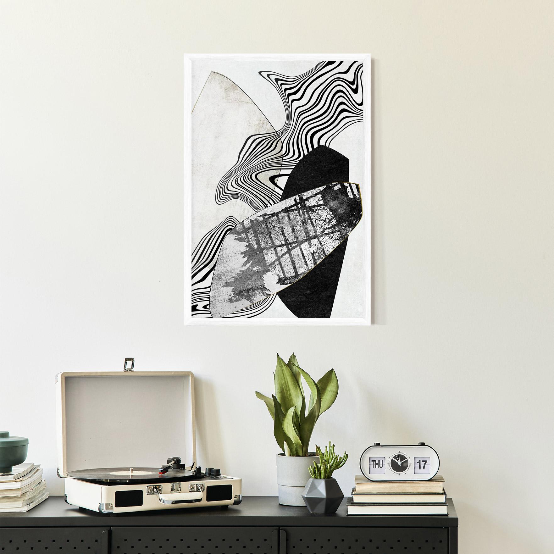 Poster Înrămat Abstract Black Lines mockup 2