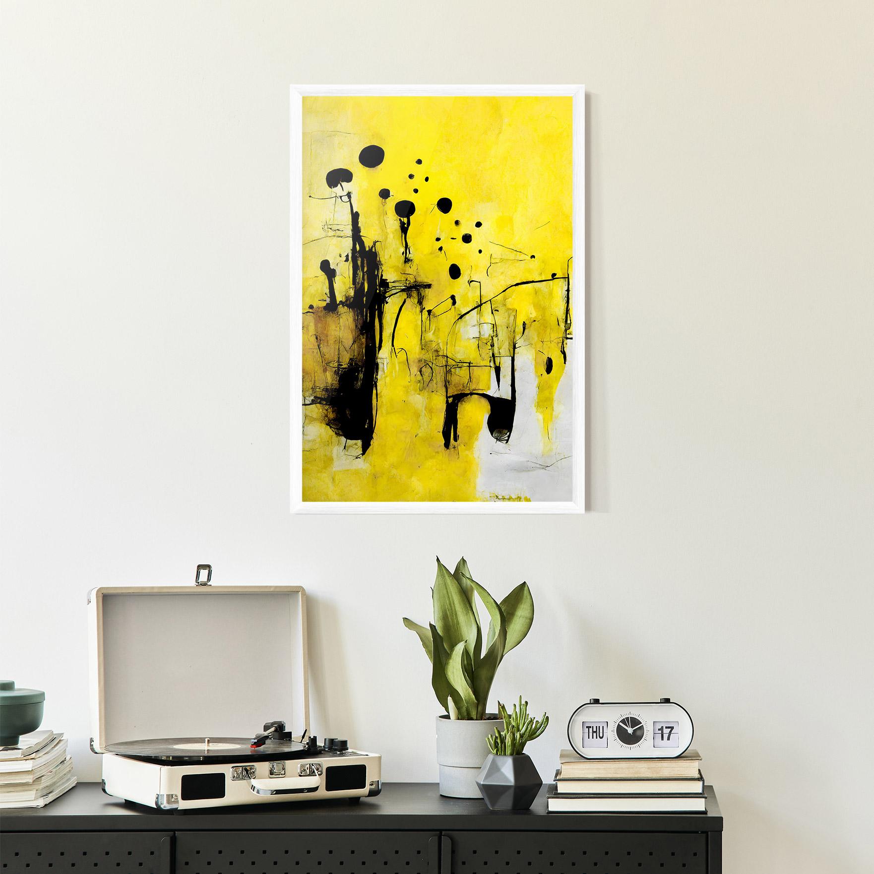 Poster Înrămat Abstract Black Yellow mockup 2