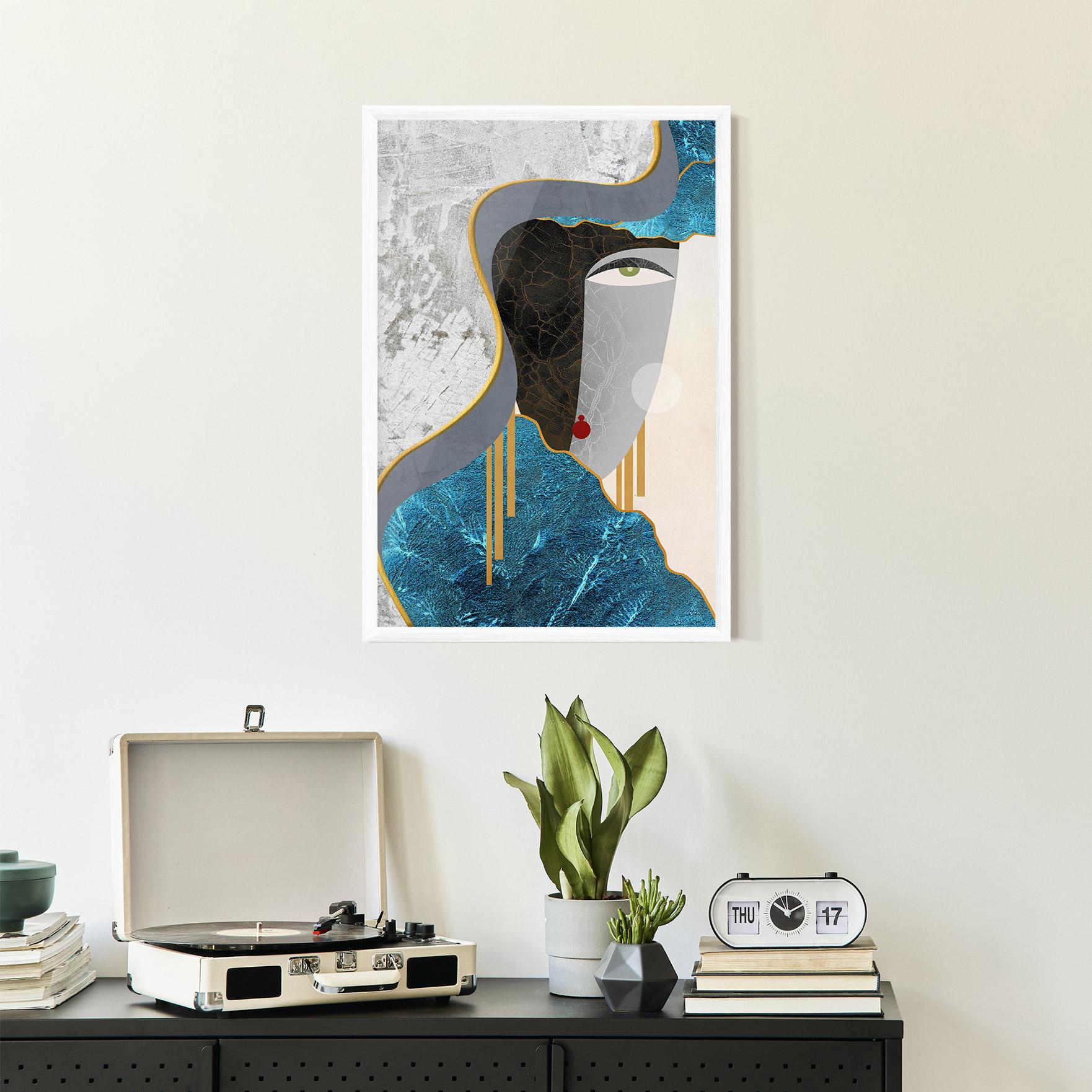 Poster Înrămat Abstract Blue Face mockup 2