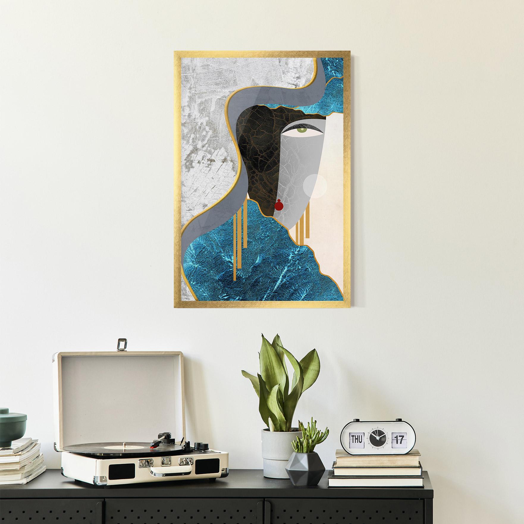 Poster Înrămat Abstract Blue Face mockup 2