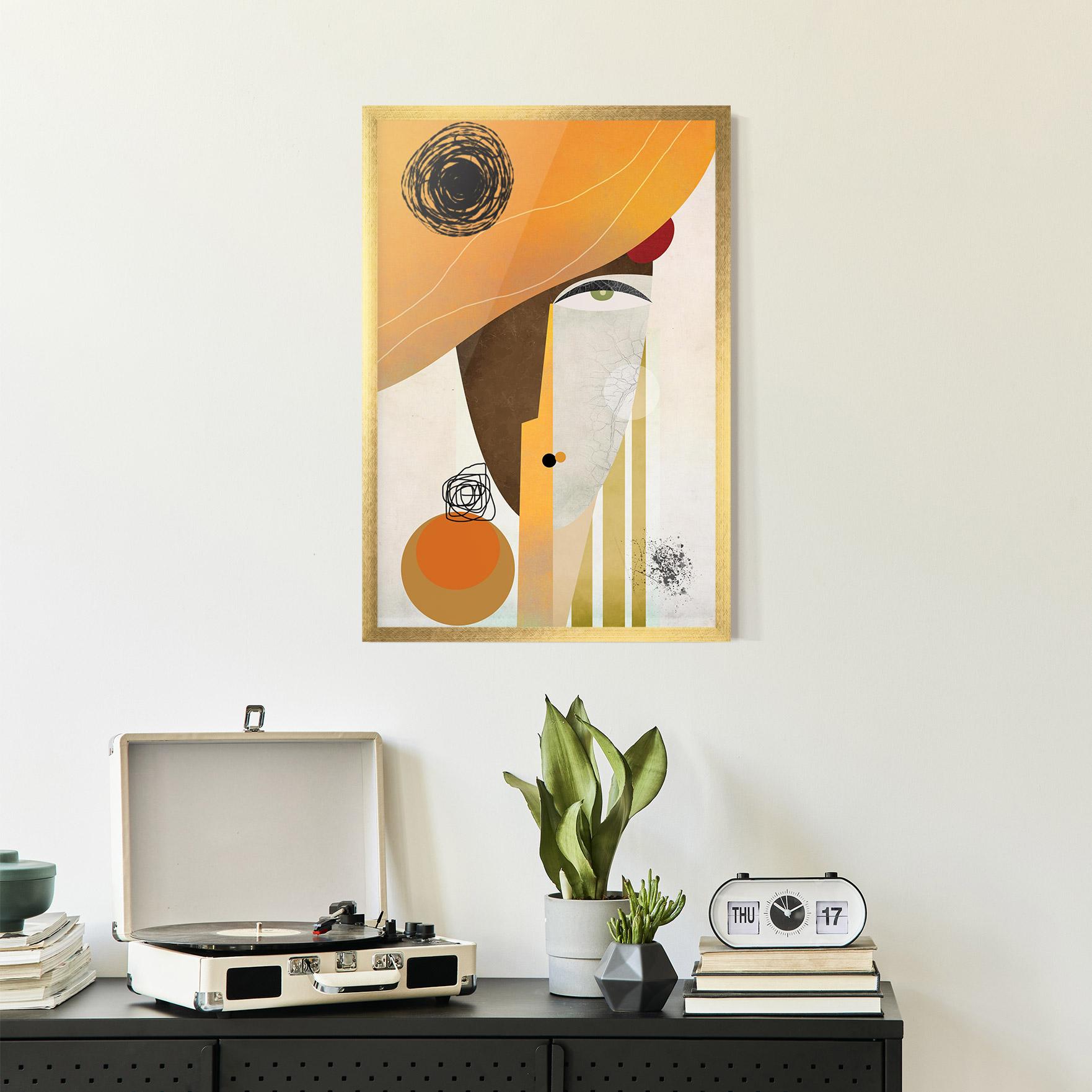 Poster Înrămat Abstract Orange Face mockup 2