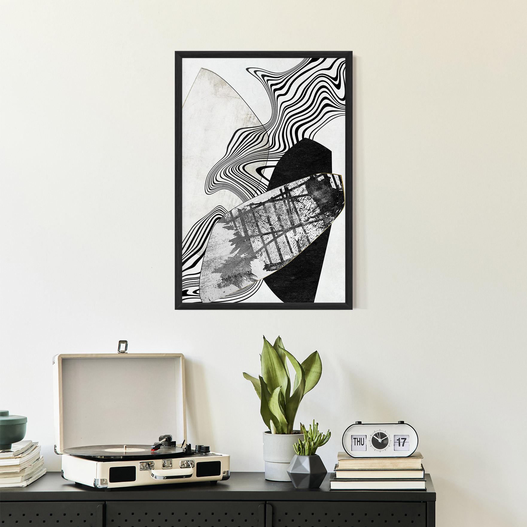 Poster Înrămat Abstract Black Lines mockup 2