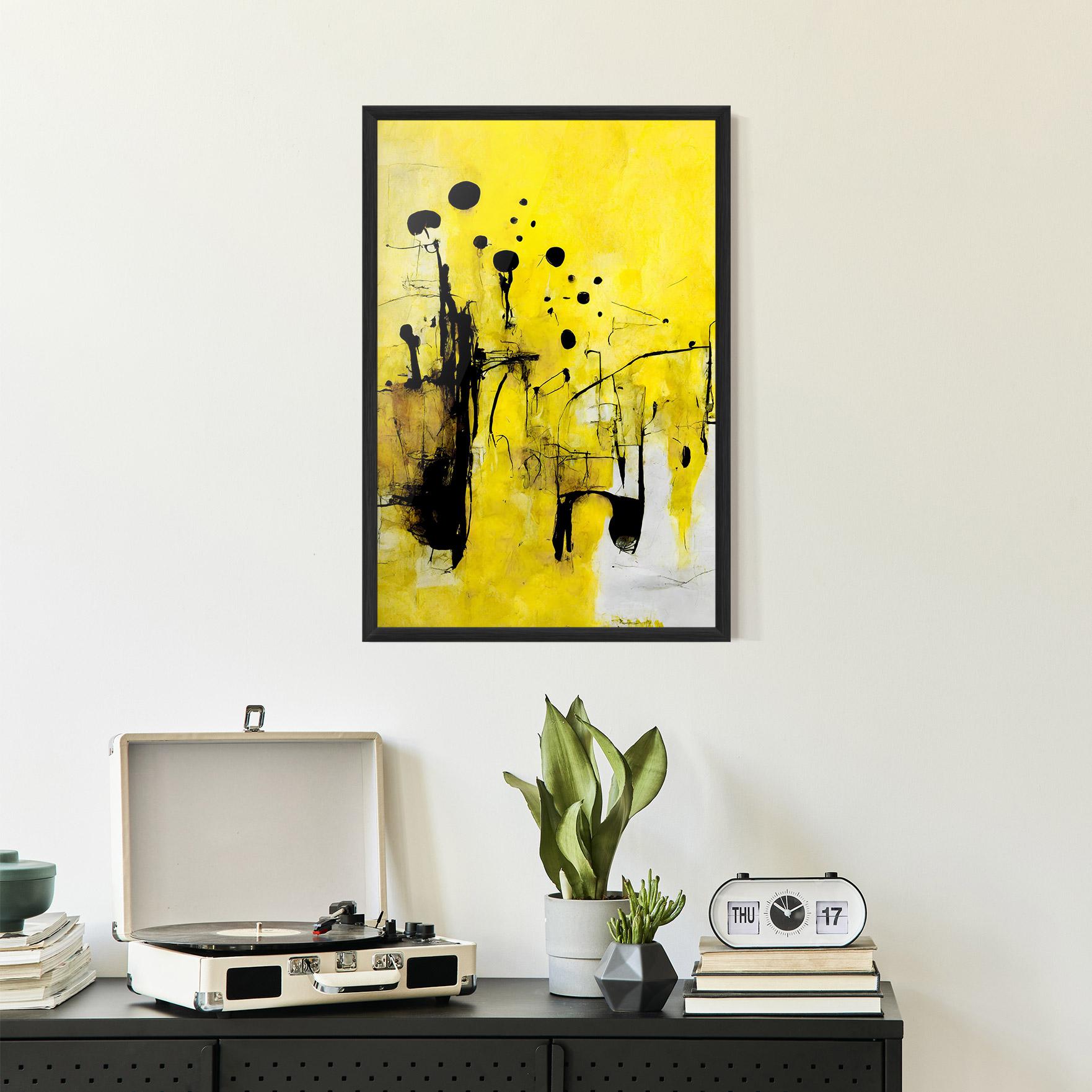 Poster Înrămat Abstract Black Yellow mockup 2