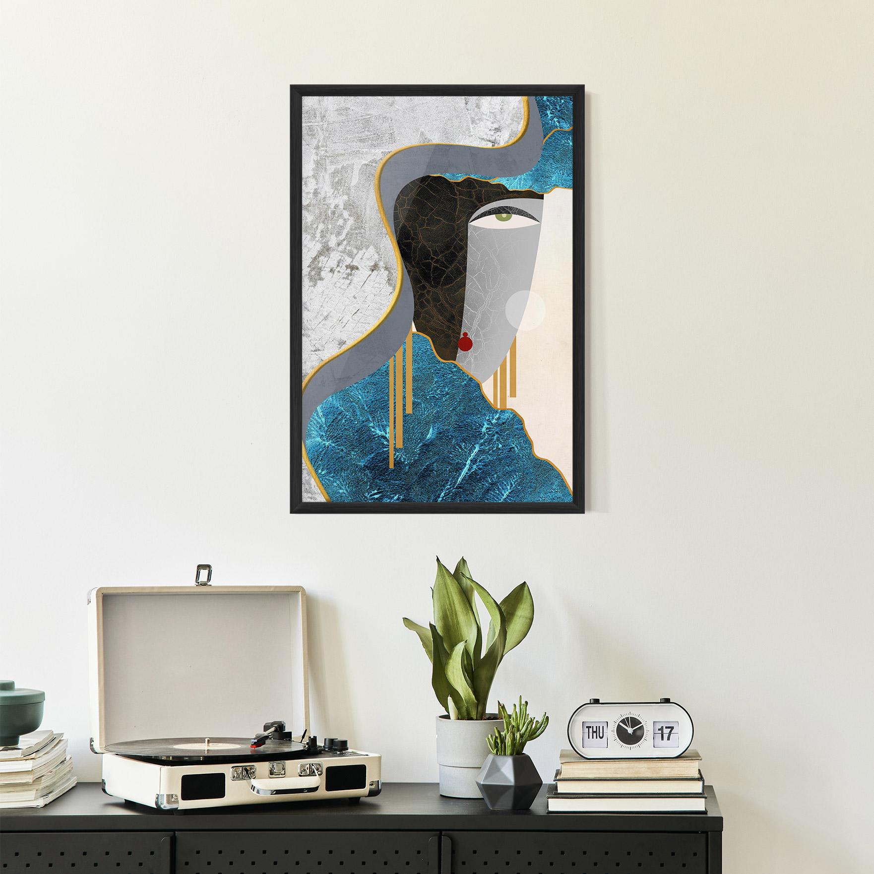 Poster Înrămat Abstract Blue Face mockup 2