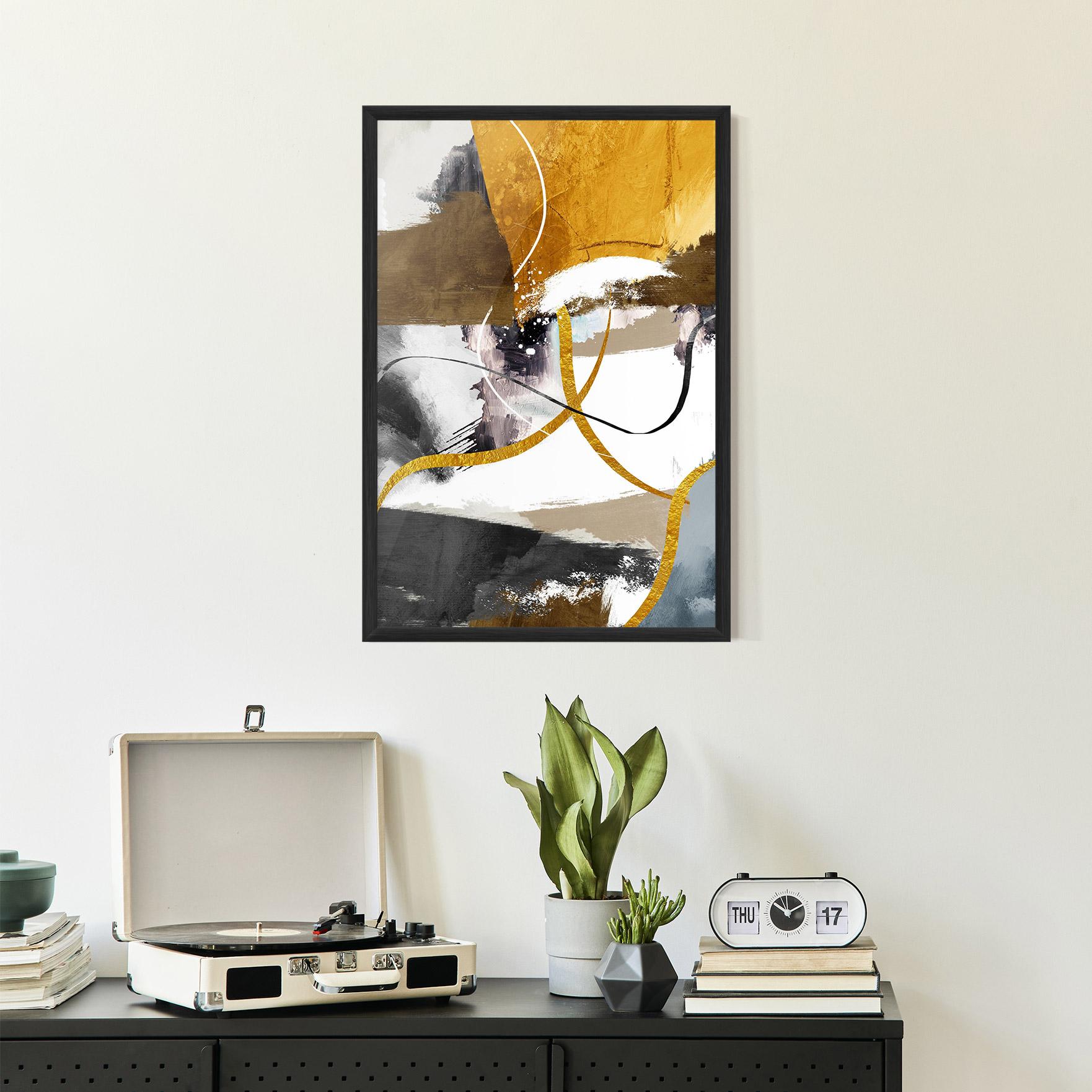 Poster Înrămat Chaotic Golden Painting mockup 2