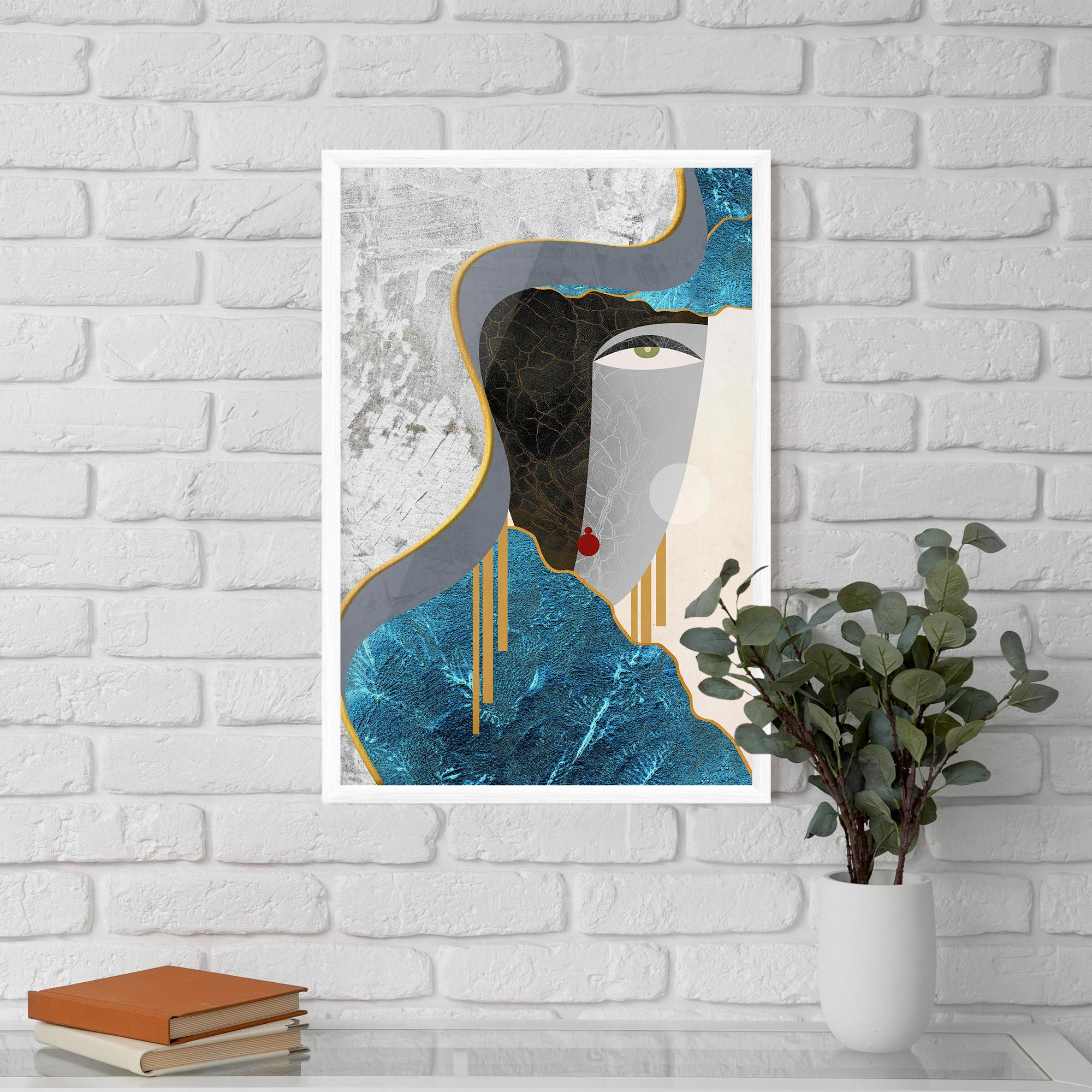 Poster Înrămat Abstract Blue Face mockup 5