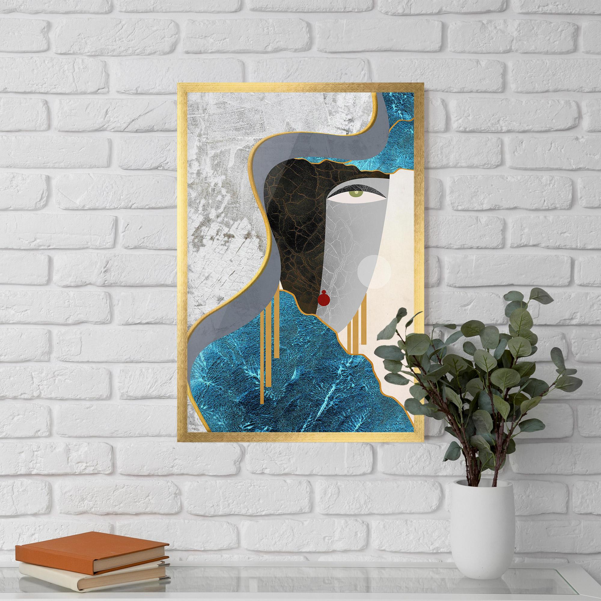 Poster Înrămat Abstract Blue Face mockup 5