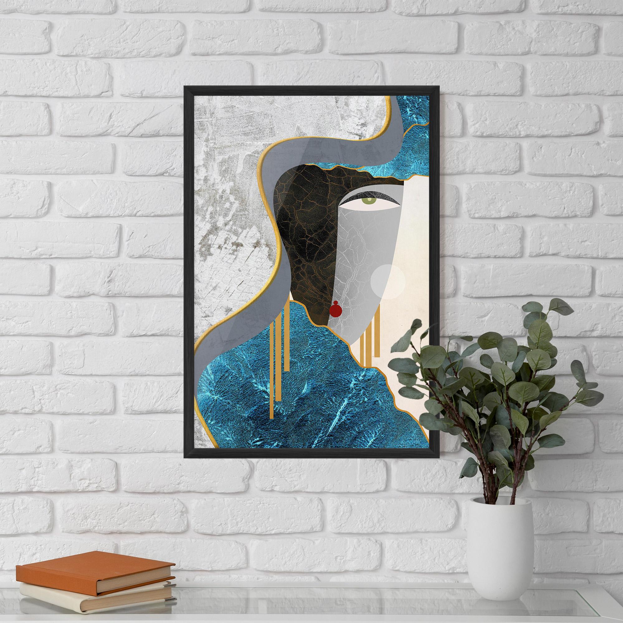 Poster Înrămat Abstract Blue Face mockup 5