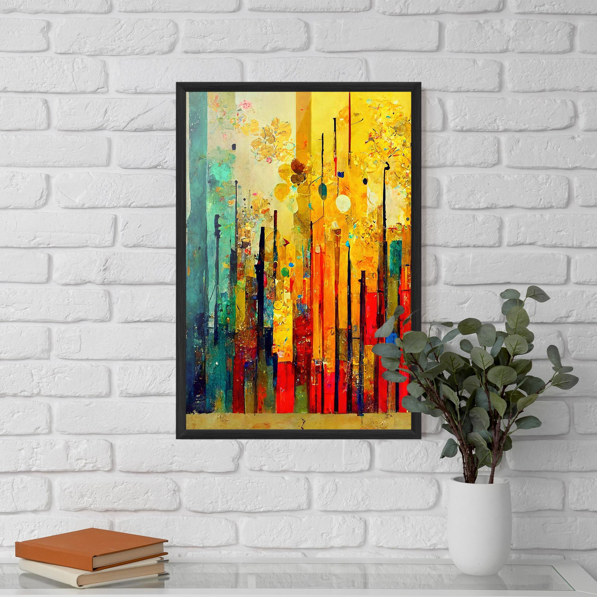 Poster Înrămat Black Lines On Yellow Light mockup 5