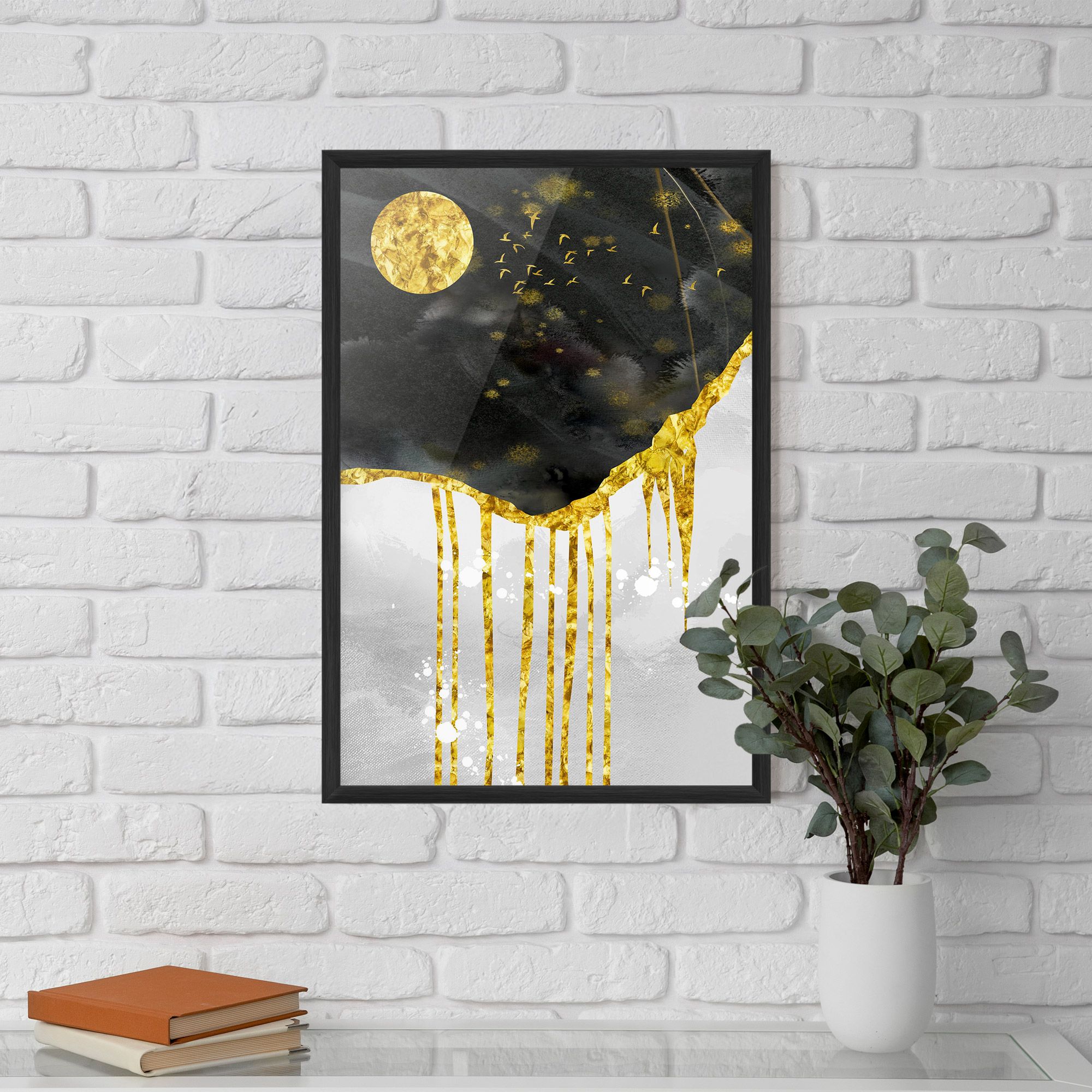 Gold Moon And Birds mockup 5
