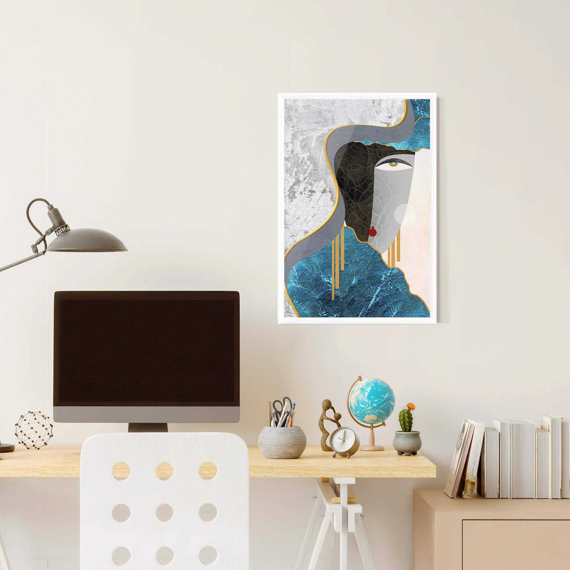 Poster Înrămat Abstract Blue Face mockup 6