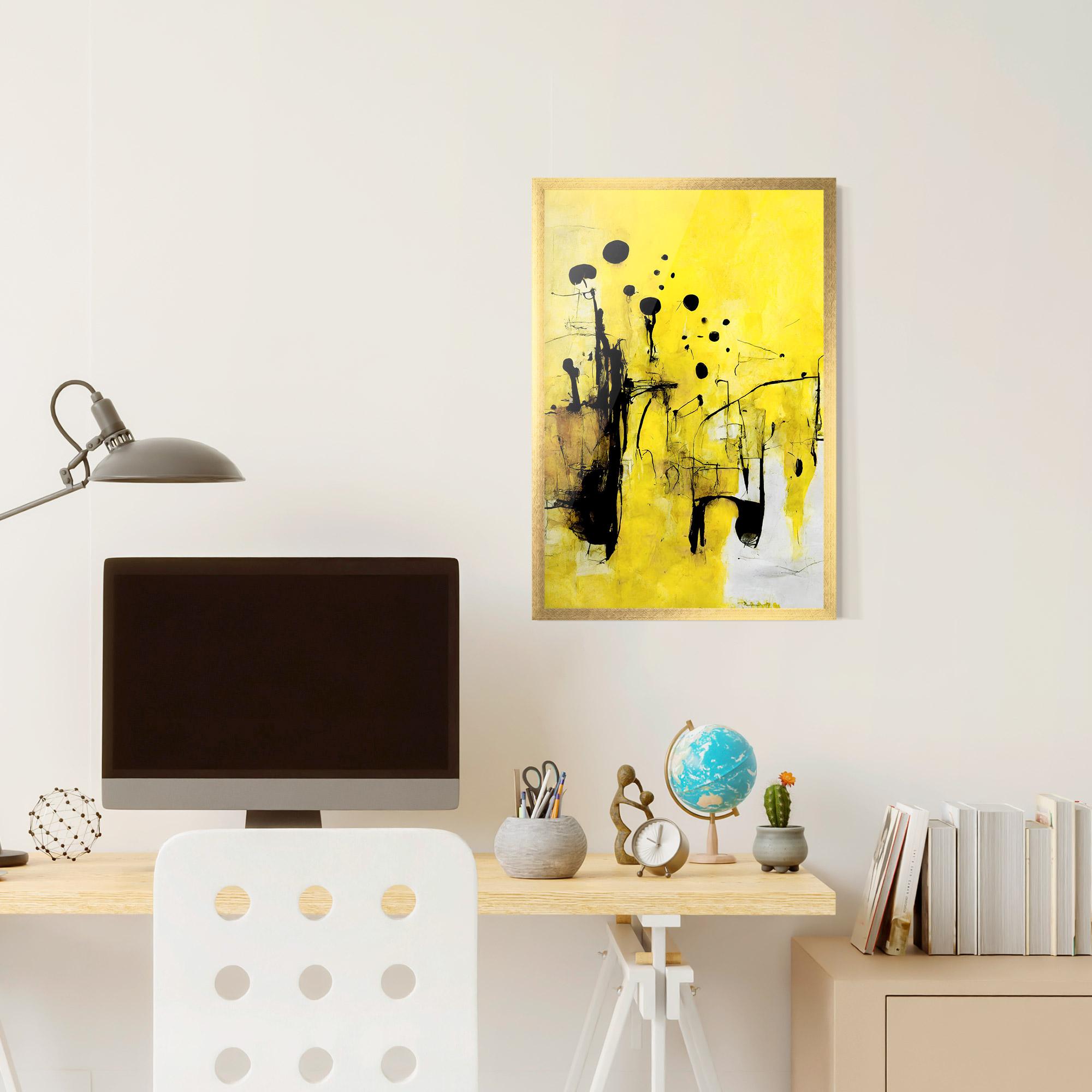 Poster Înrămat Abstract Black Yellow mockup 6