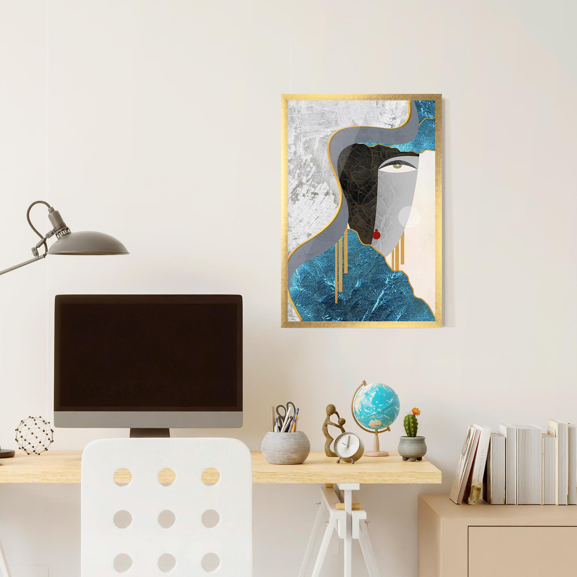 Poster Înrămat Abstract Blue Face mockup 6