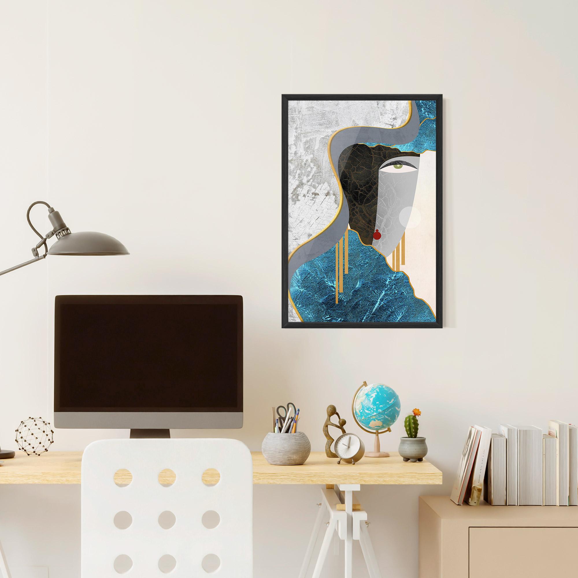 Poster Înrămat Abstract Blue Face mockup 6