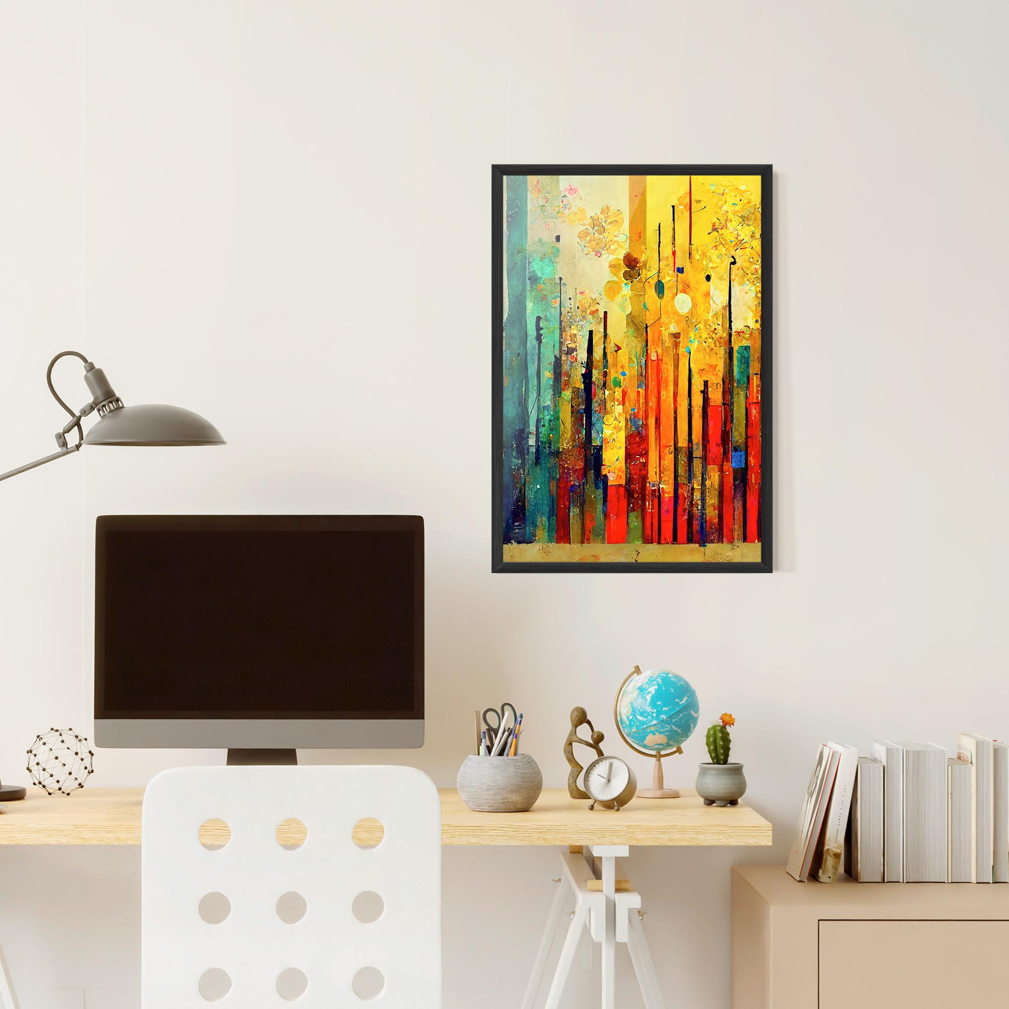 Poster Înrămat Black Lines On Yellow Light mockup 6