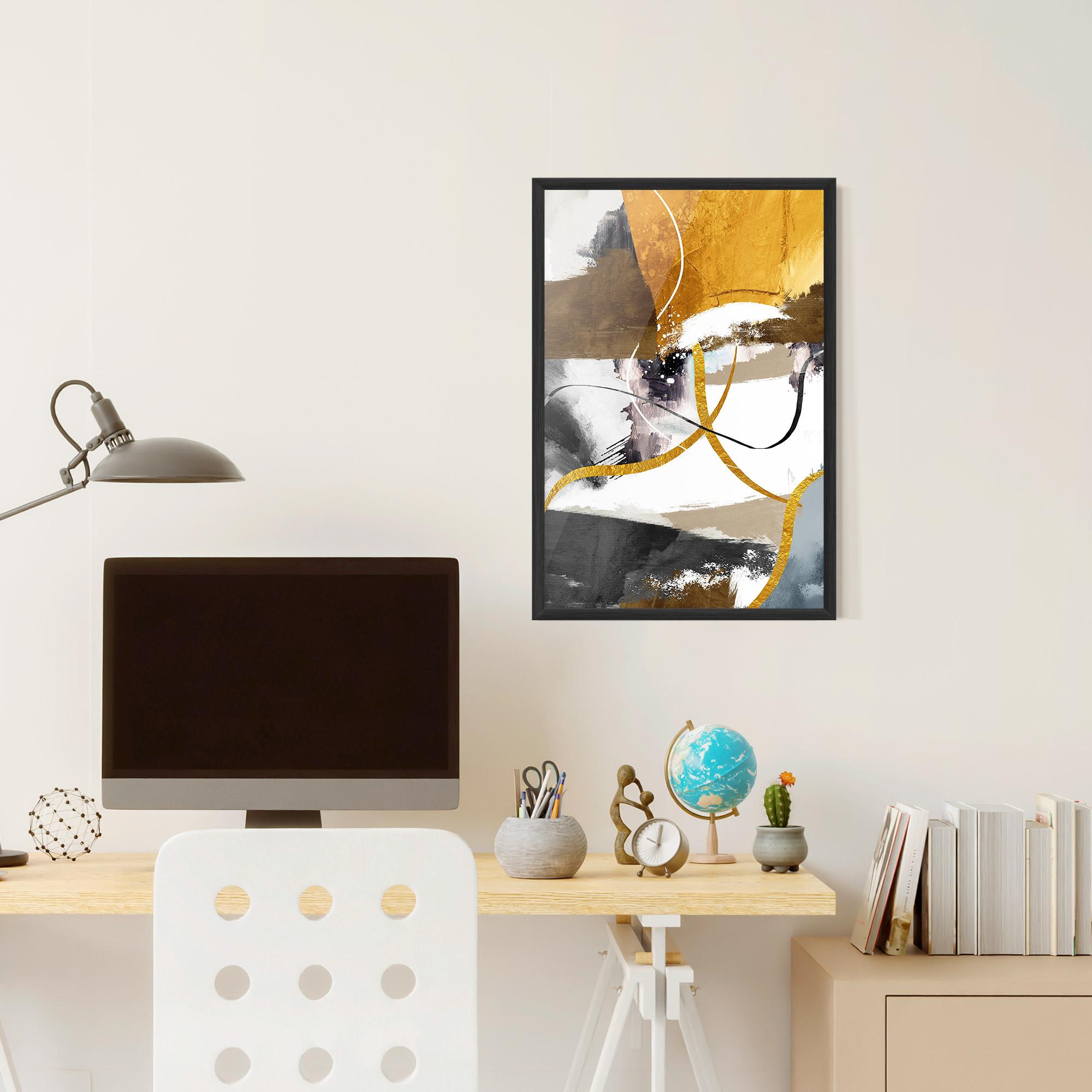Poster Înrămat Chaotic Golden Painting mockup 6