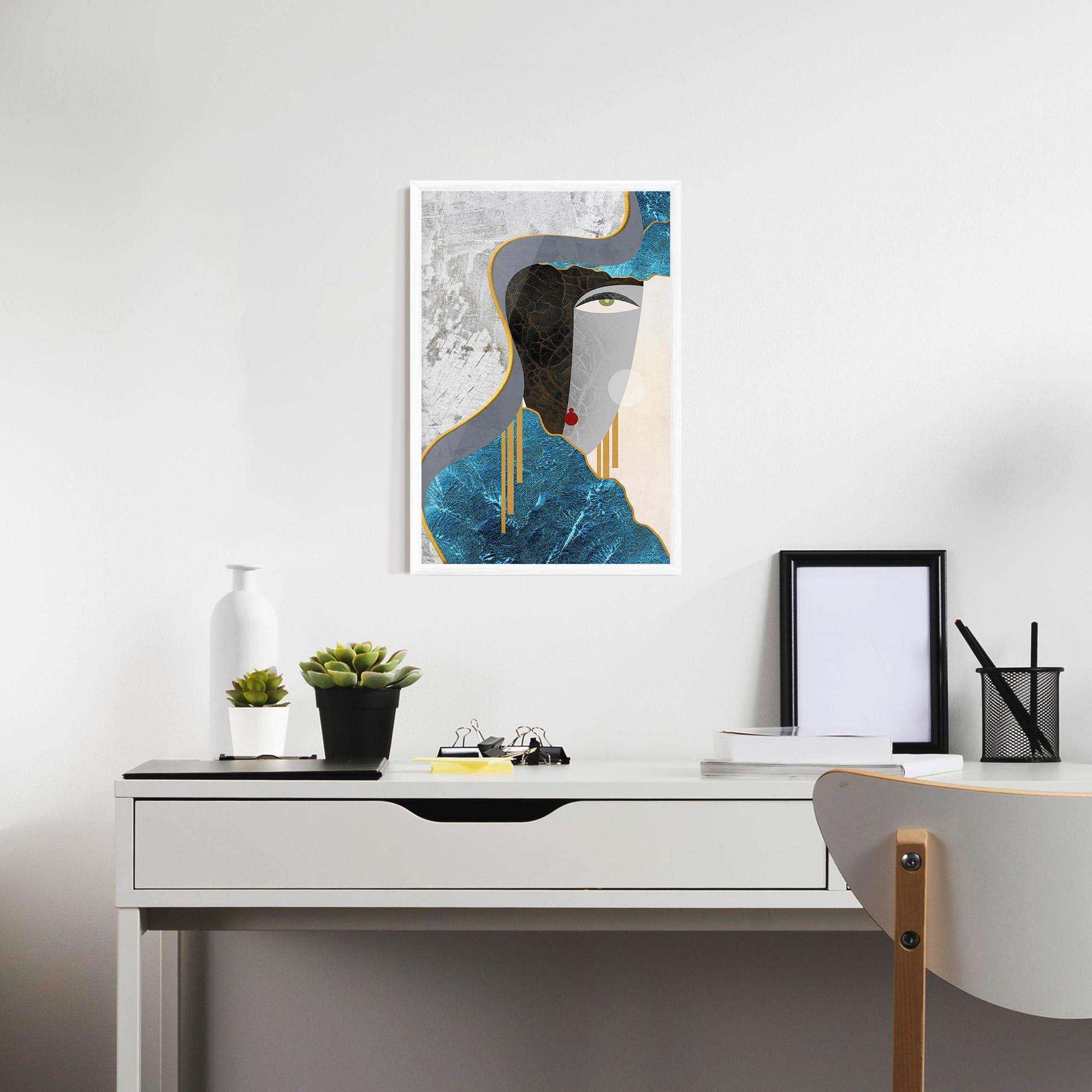 Poster Înrămat Abstract Blue Face mockup 7