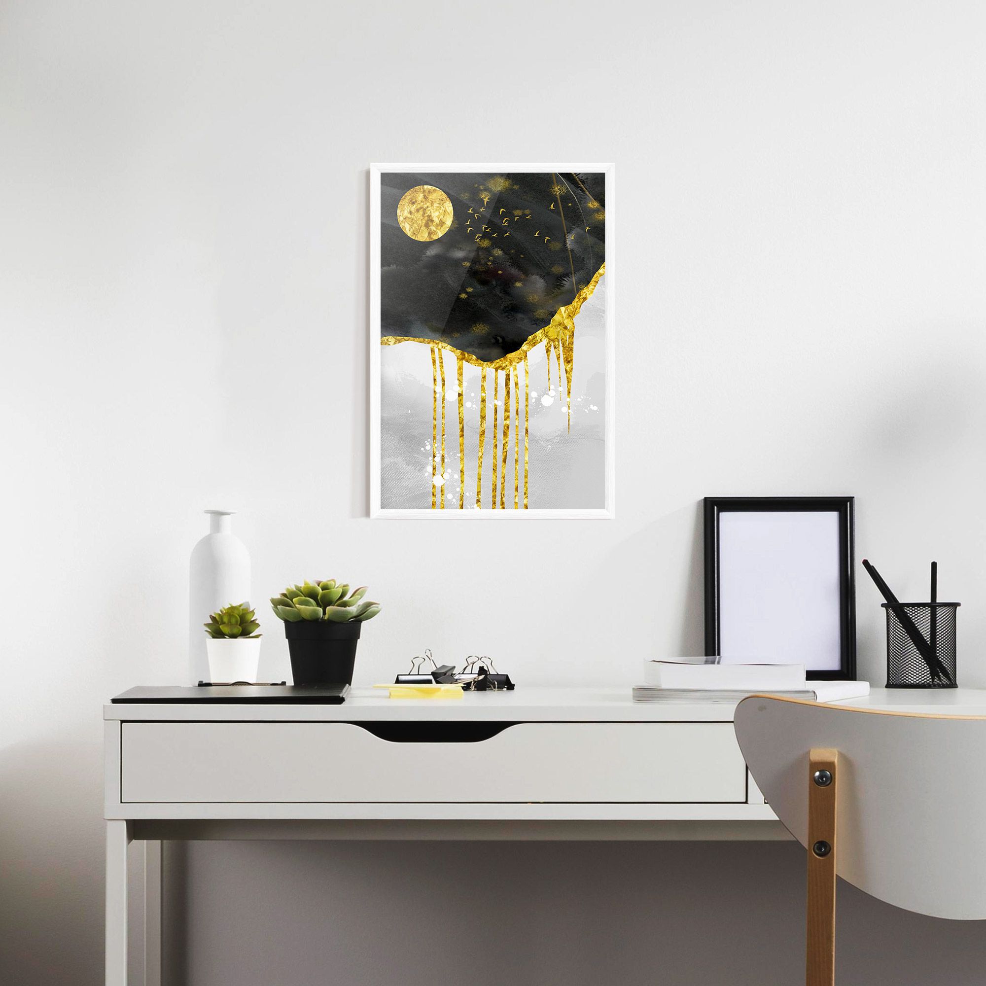 Gold Moon And Birds mockup 7