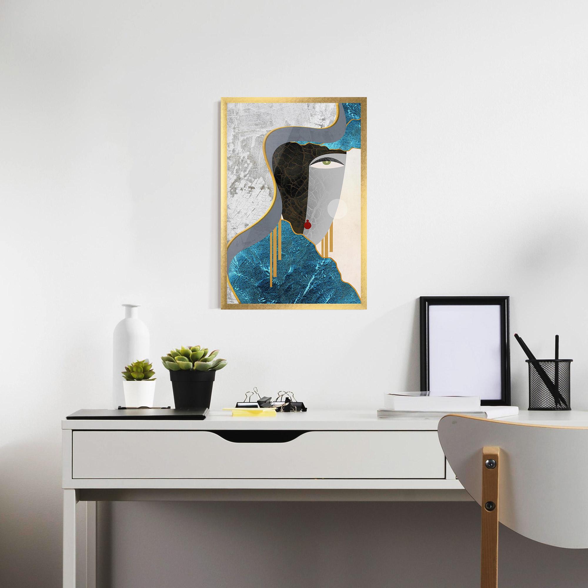 Poster Înrămat Abstract Blue Face mockup 7