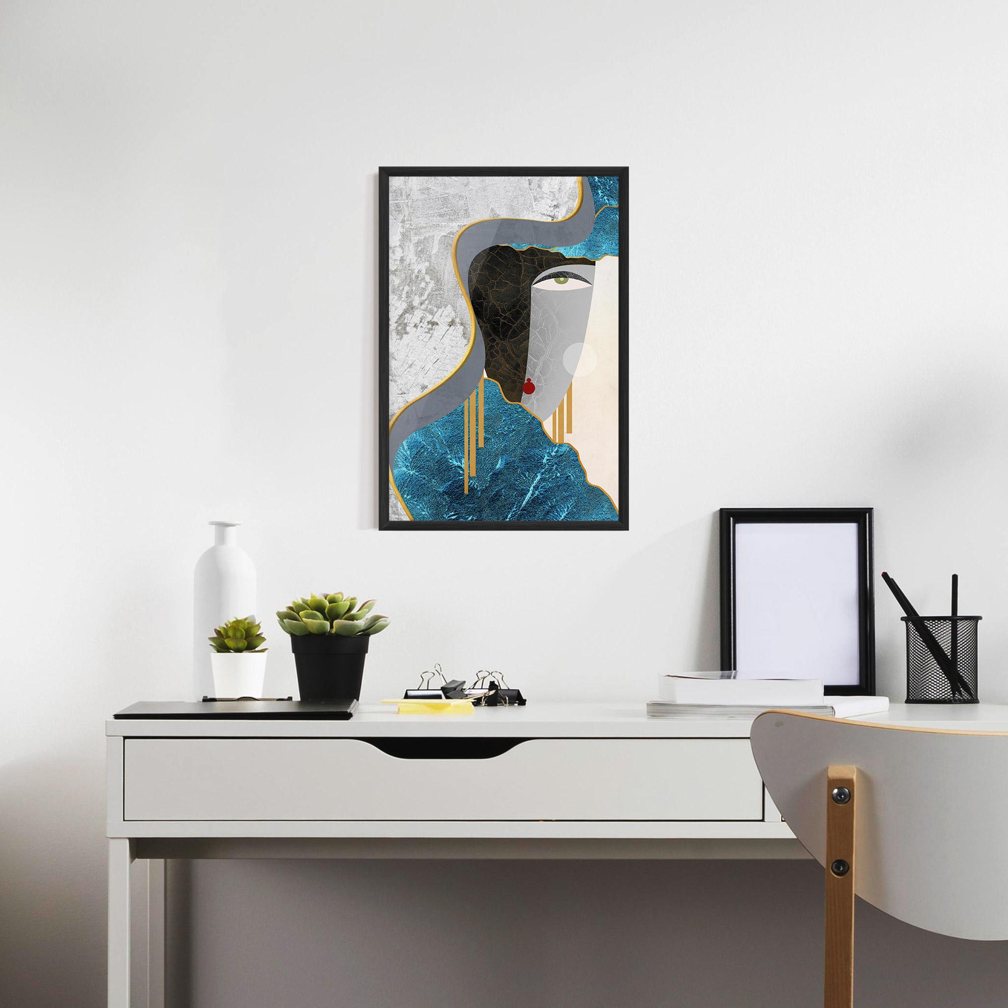 Poster Înrămat Abstract Blue Face mockup 7