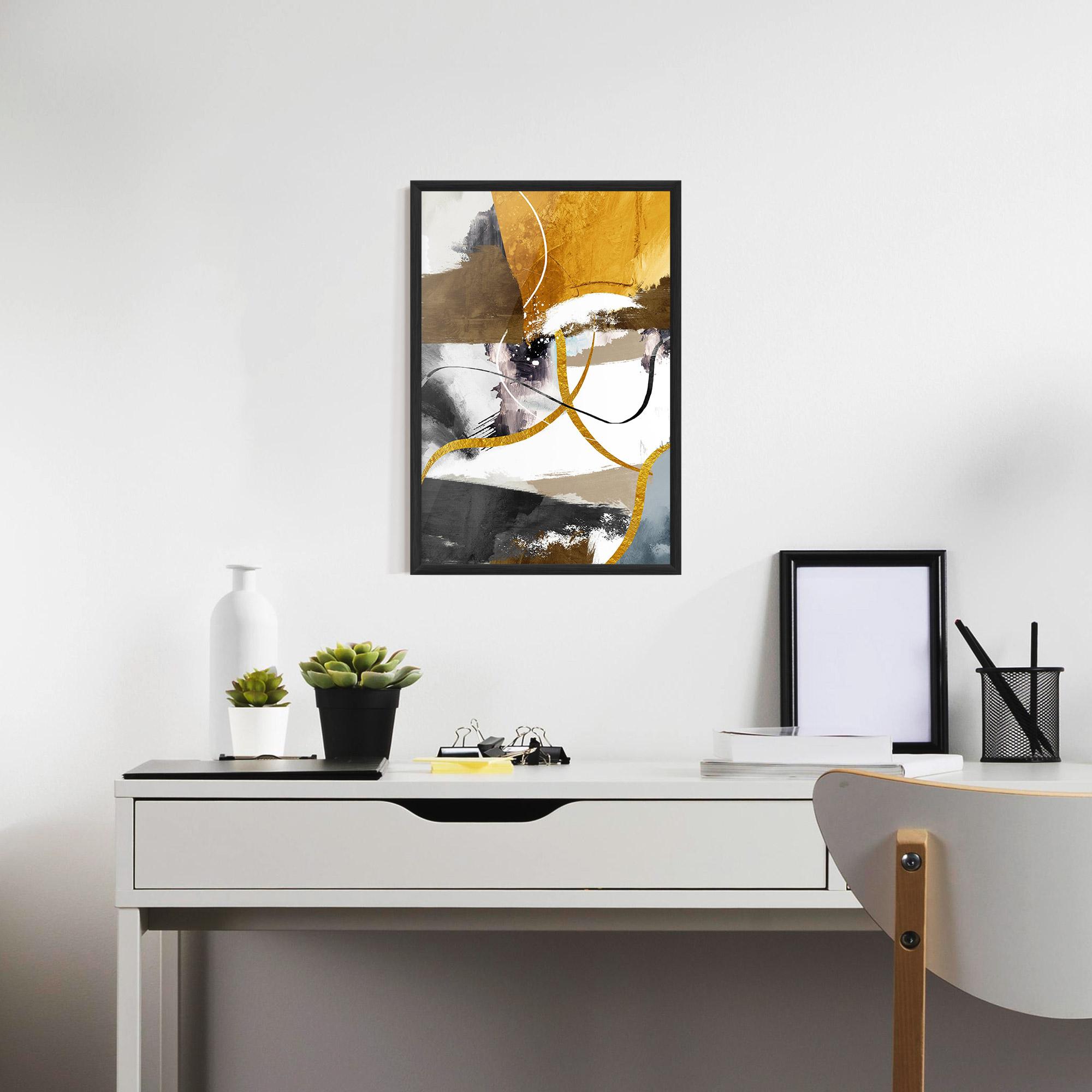 Poster Înrămat Chaotic Golden Painting mockup 7