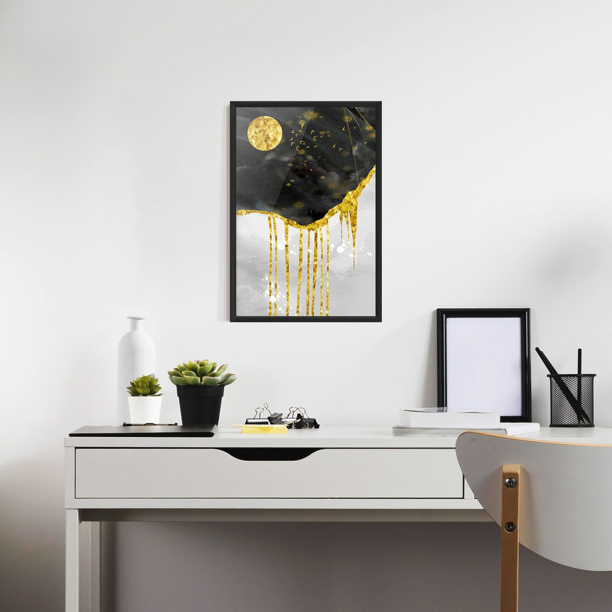 Gold Moon And Birds mockup 7