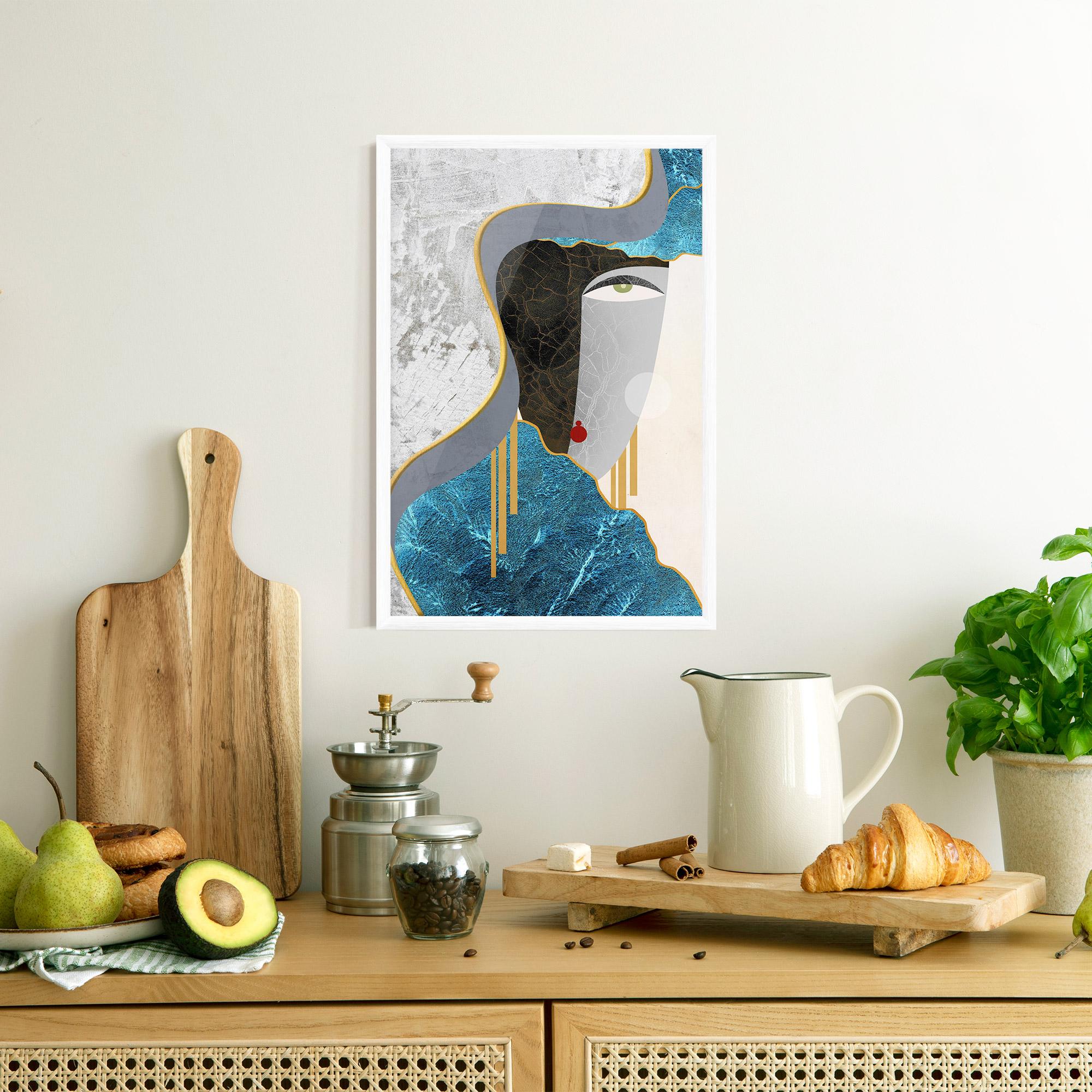 Poster Înrămat Abstract Blue Face mockup 8