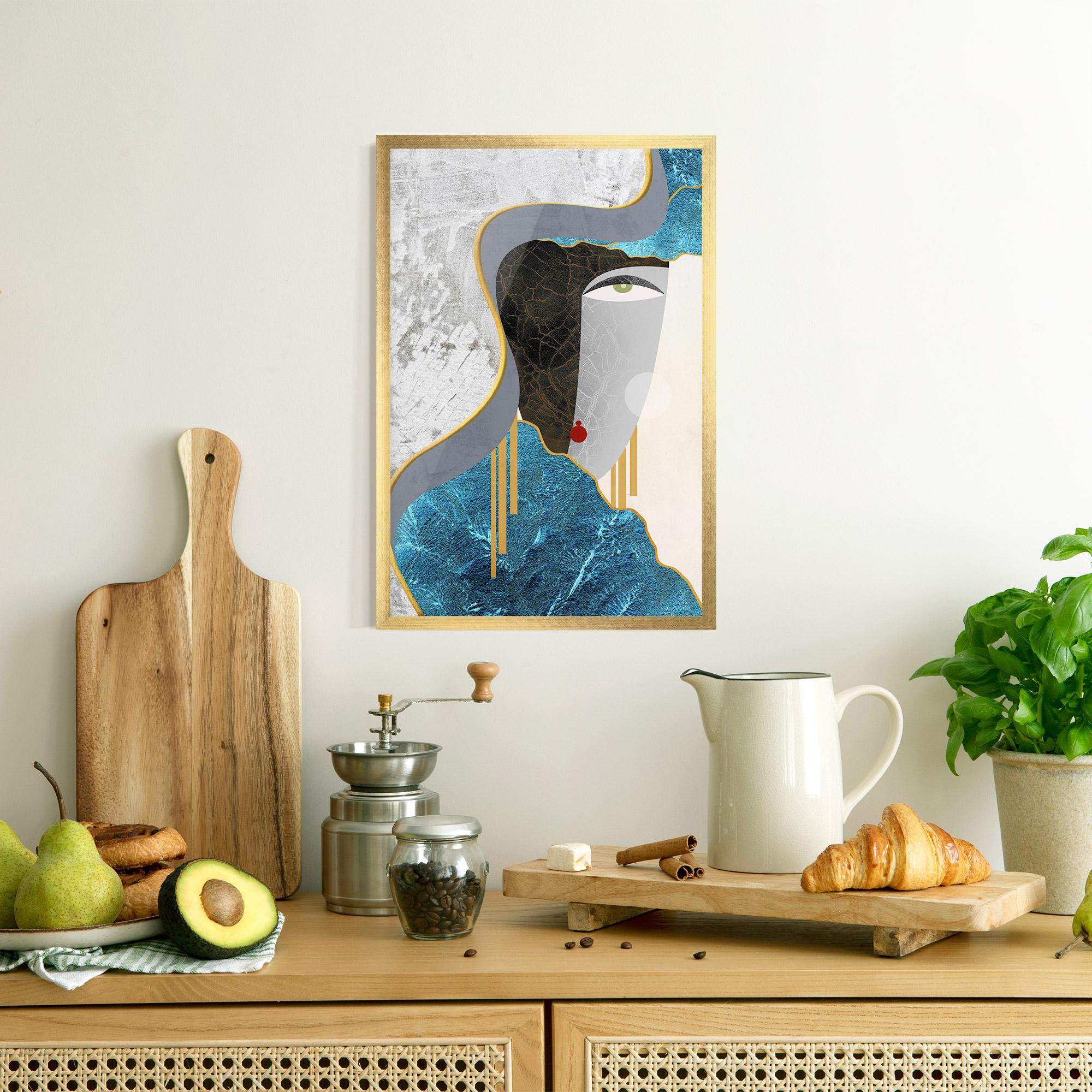 Poster Înrămat Abstract Blue Face mockup 8