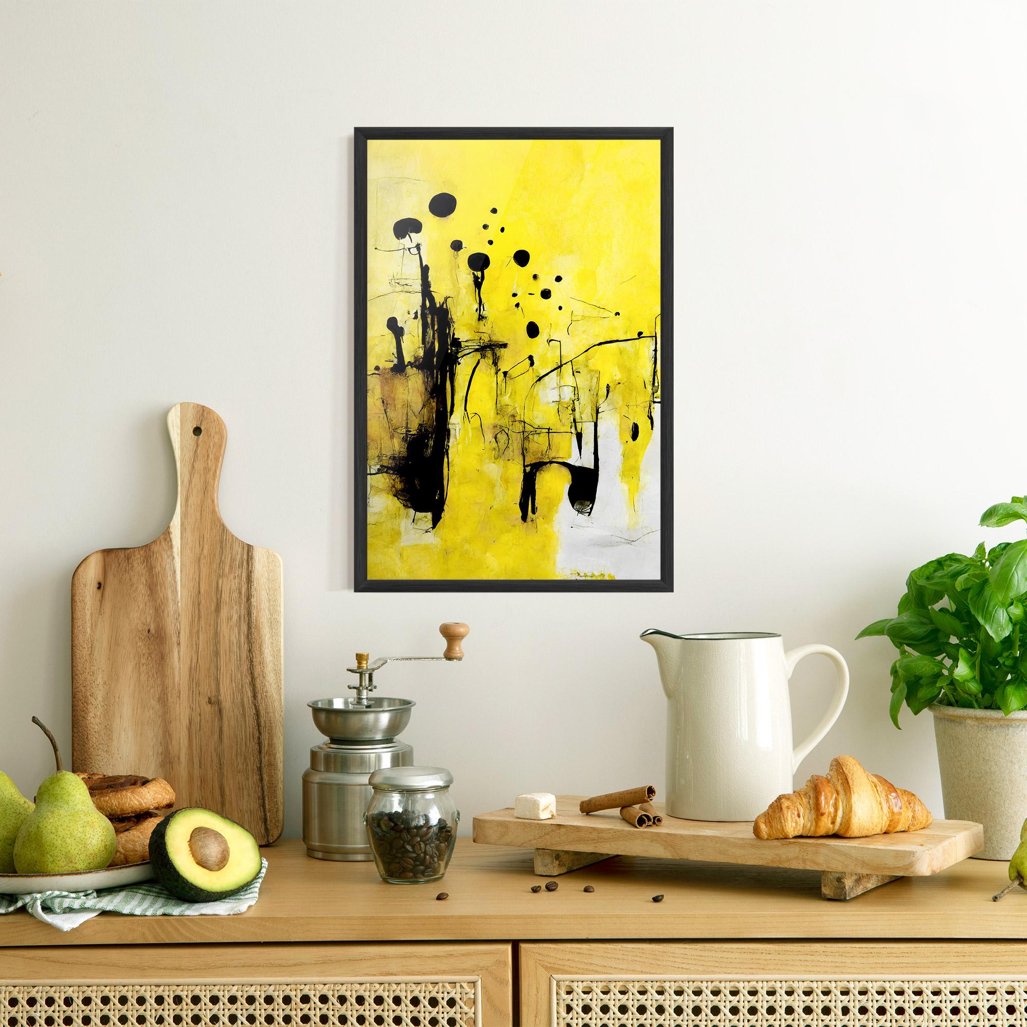Poster Înrămat Abstract Black Yellow mockup 8