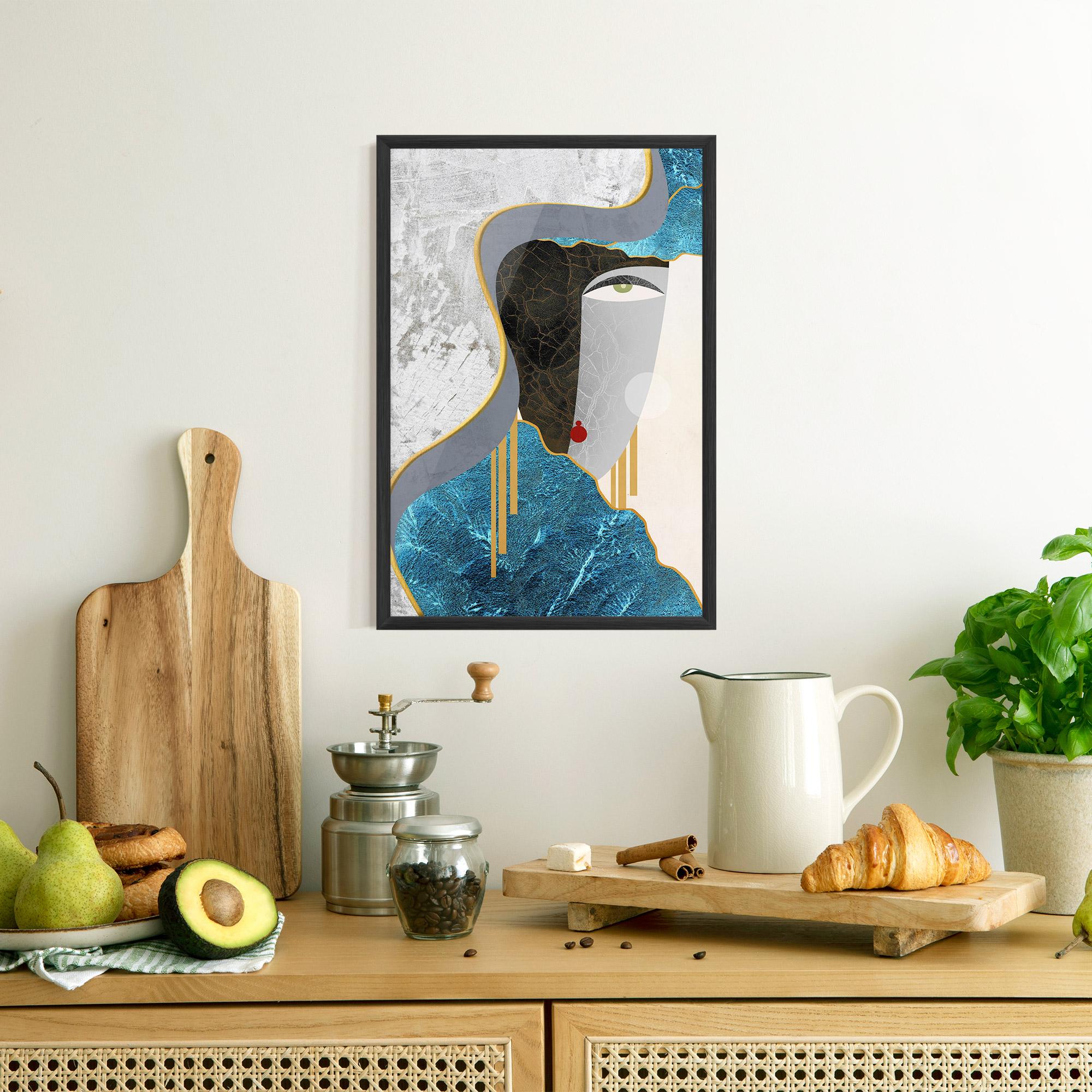 Poster Înrămat Abstract Blue Face mockup 8