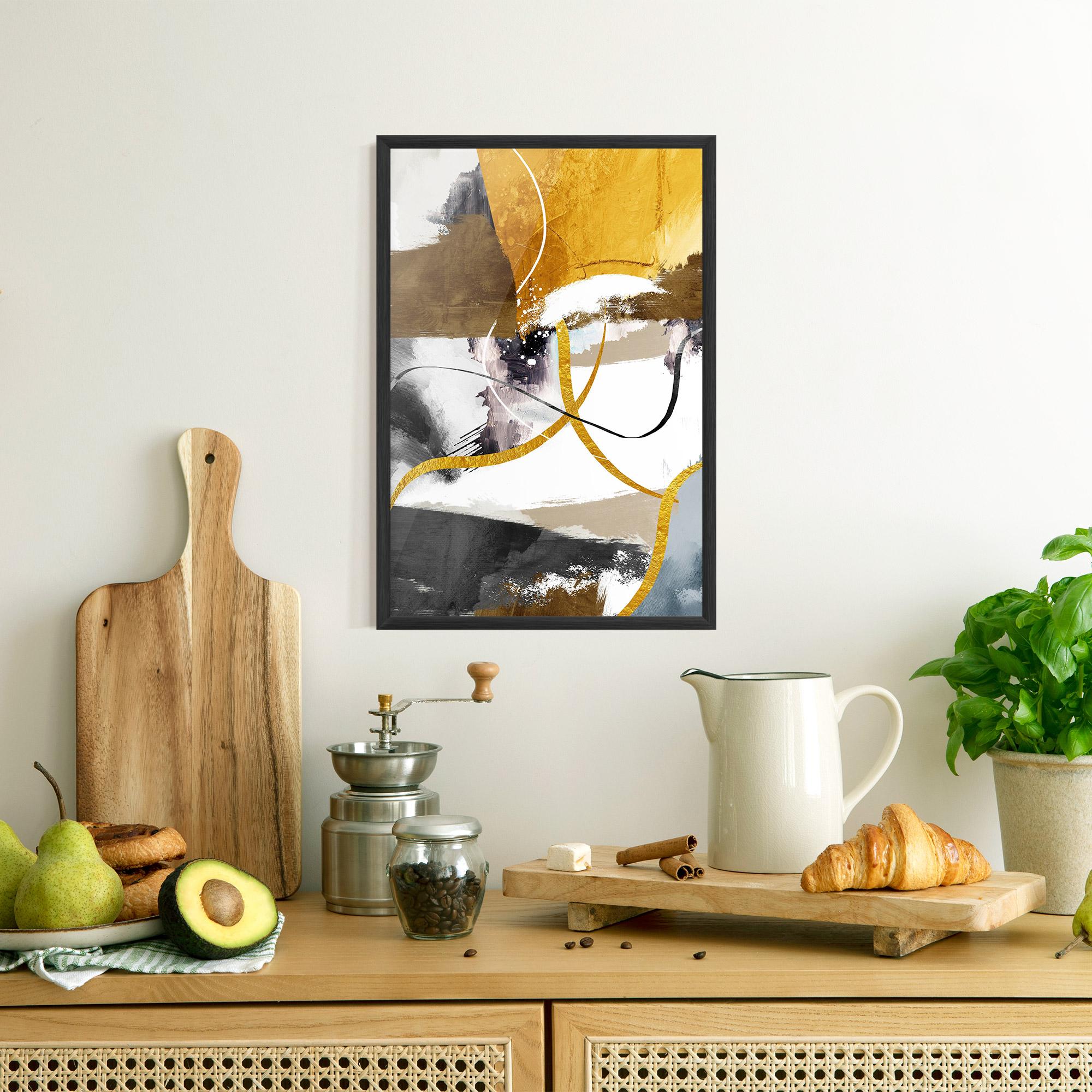 Poster Înrămat Chaotic Golden Painting mockup 8