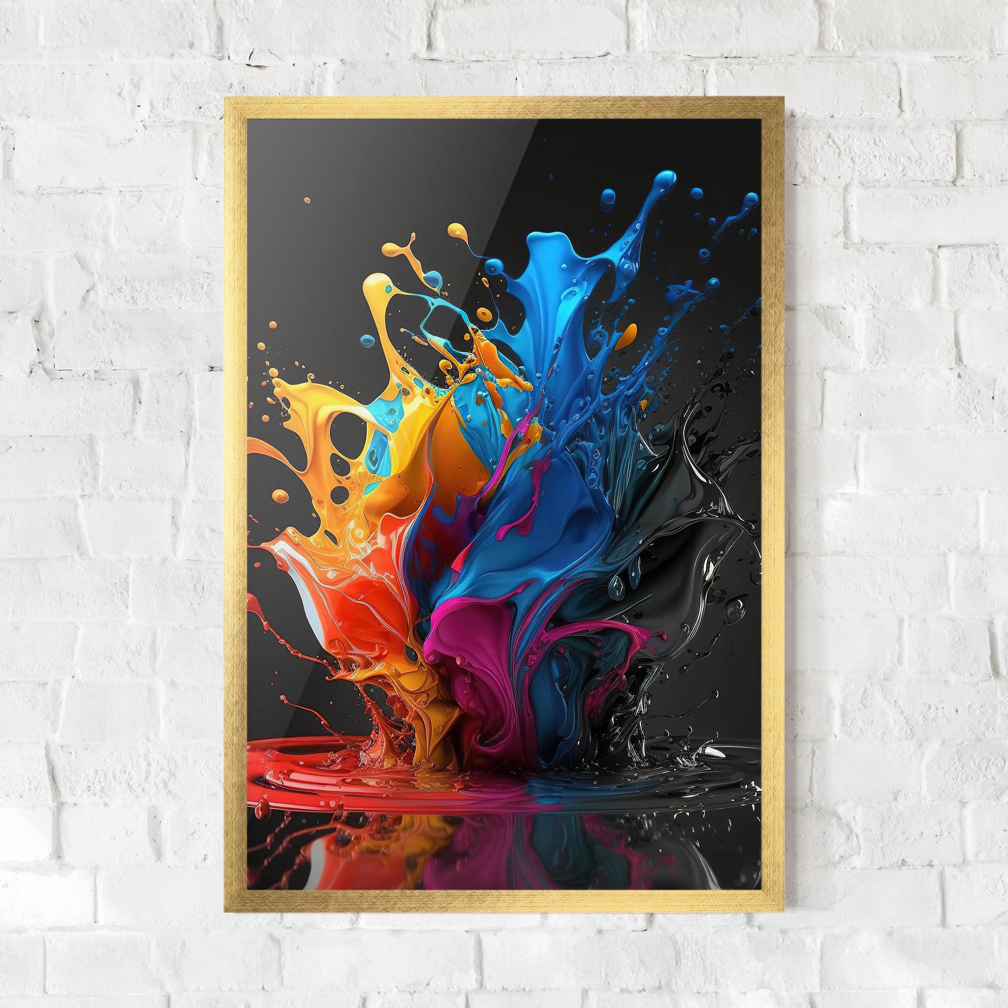 Poster Înrămat Black Blue Splash mockup 0